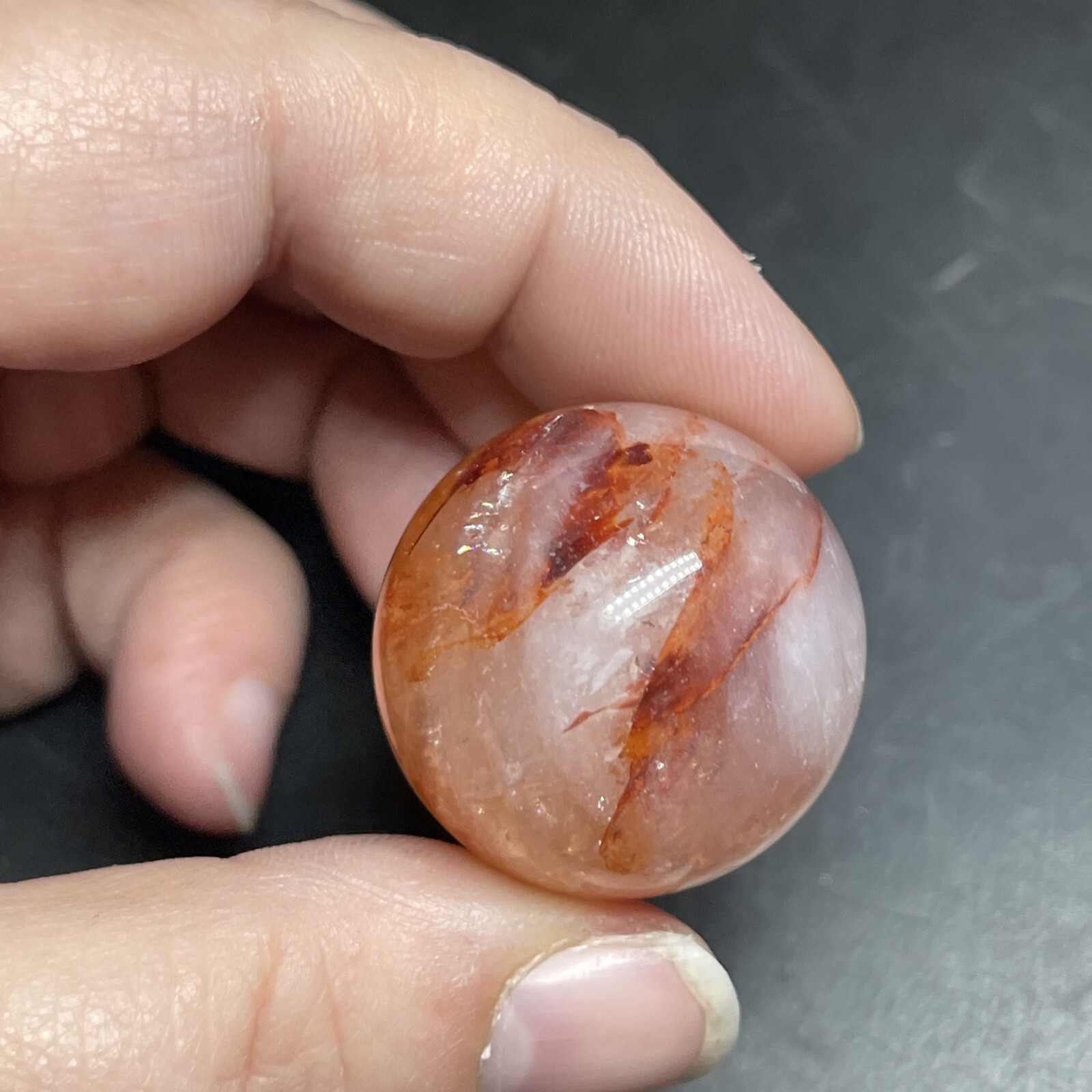 Fire Quartz Hematoid Crystal Sphere Ball Mini Sphere Marble 27.8mm