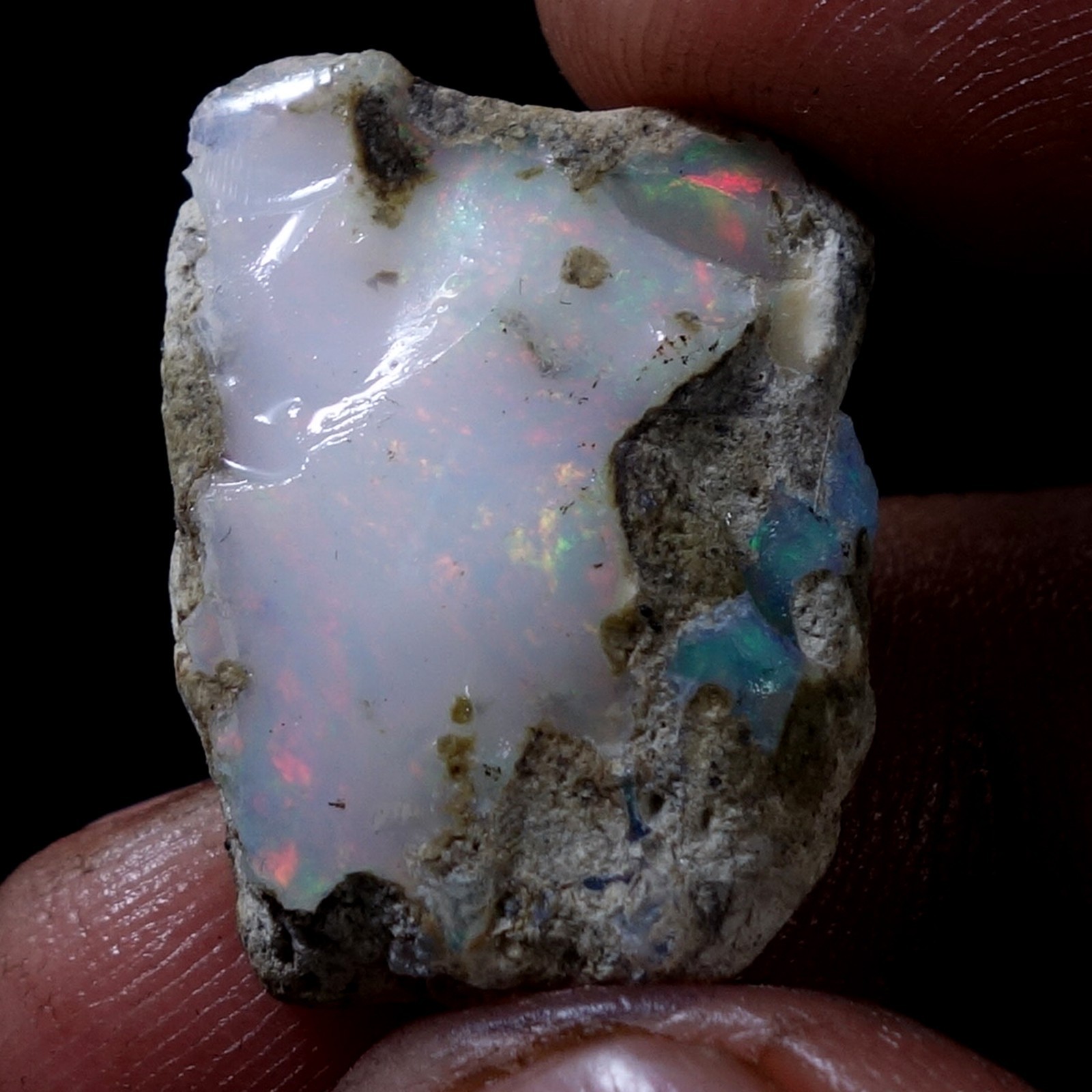 AA+ Ethiopian Dry Opal Rough Entreated Welo Opal Multi Fire Color Flash 15.40Cts