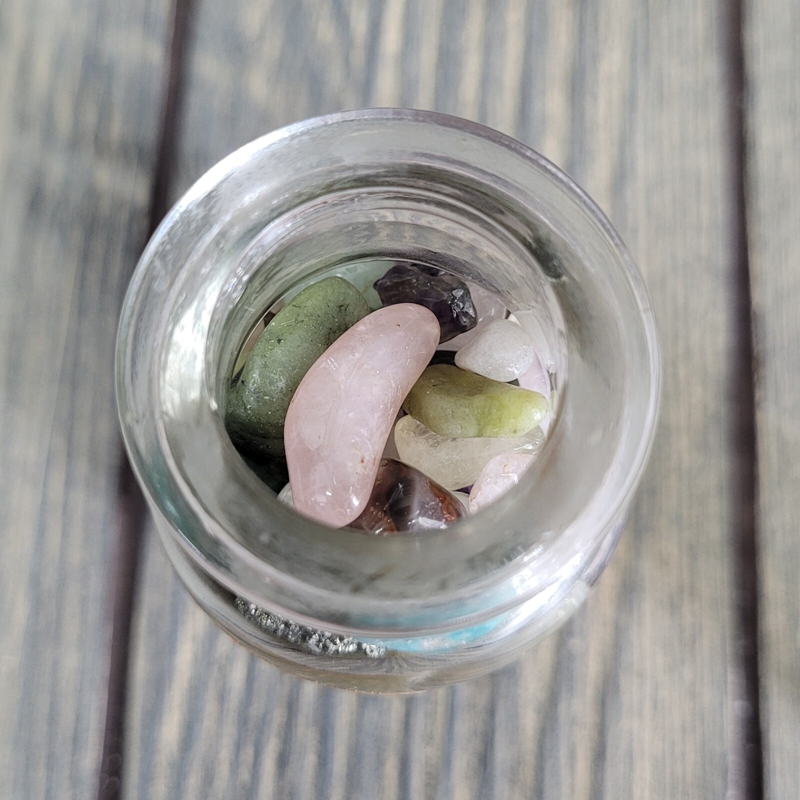 1/4lb Crystals in Vintage Wagner Glass Apothecary Spice Jar Witchy Decor Tumbles