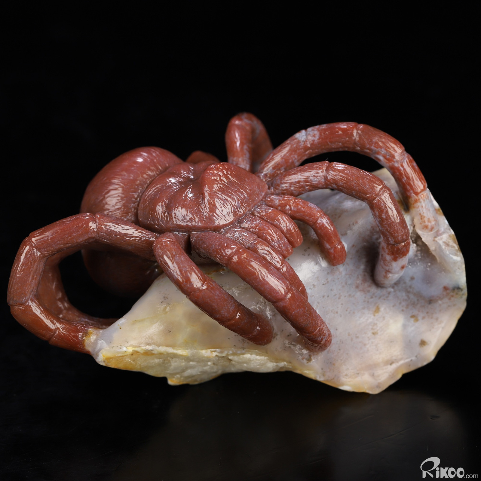 4.1″ Indian Agate Hand Carved Crystal Spider Sculpture, Crystal Healing