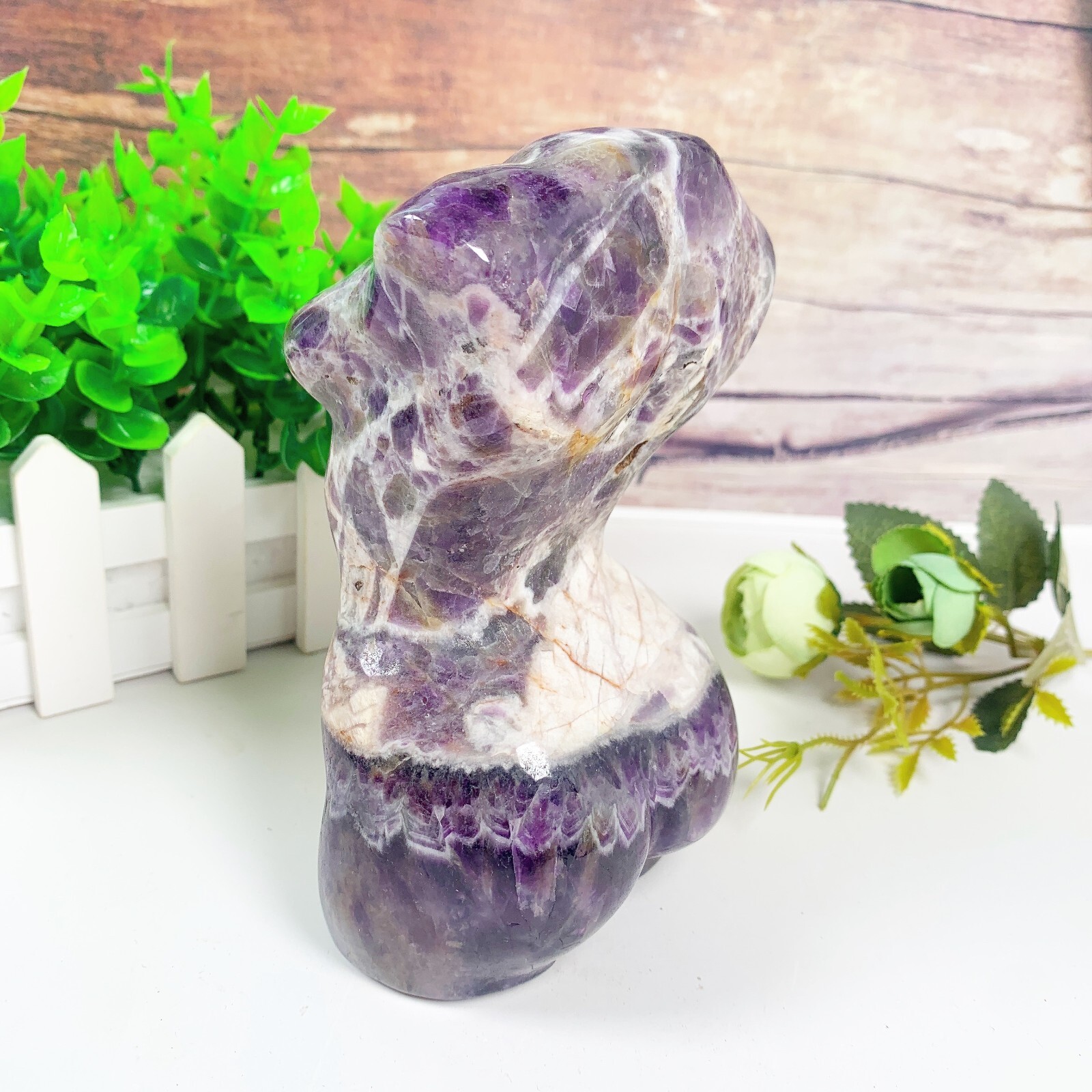 1pc Natural amethyst goddess Crystal woman body carving Home decoration