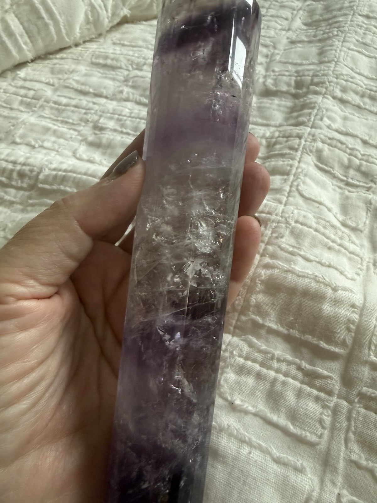 9-1/2in Amethyst Vogel Style 24-Sided Crystal Wand With Stand