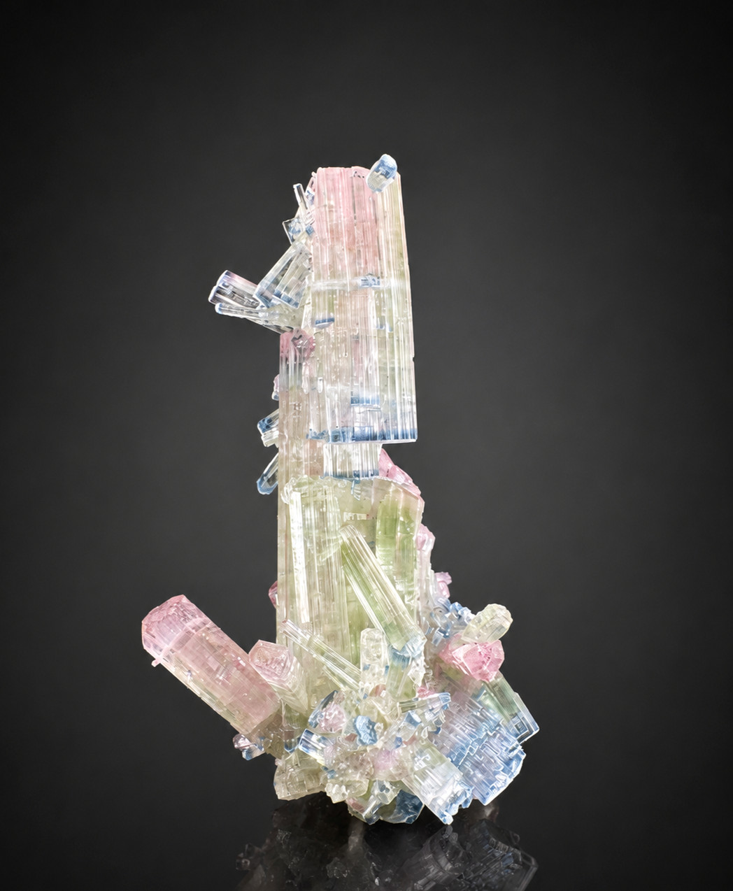 Multicolor TOURMALINE Zoning Crystal Cluster Known As Rainbow TOURMALINE