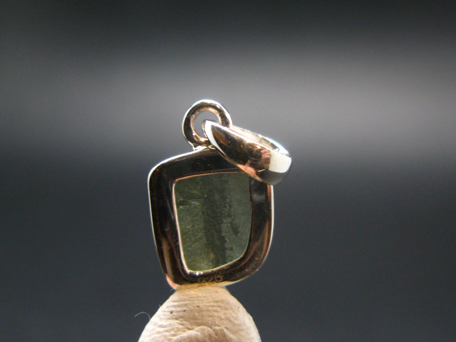 Natural Gem Moldavite Tektite SS Pendant From Czech Republic – 1.20 Grams – 0.7″