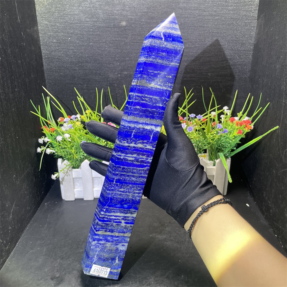 3.7LB 12.9″ Natural Lapis Lazuil Obelisk Tower Crystal Quartz Reiki Healing