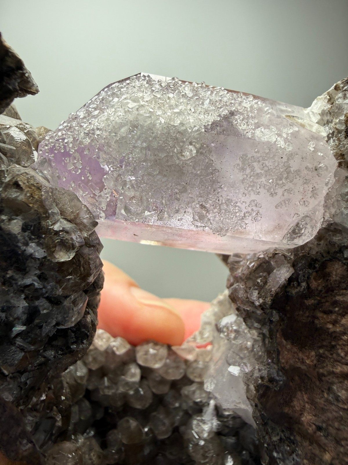 ONE-OF-A-KIND Goboboseb Amethyst Crystal w/ Analcime in UV Calcite Matrix-WOW!!