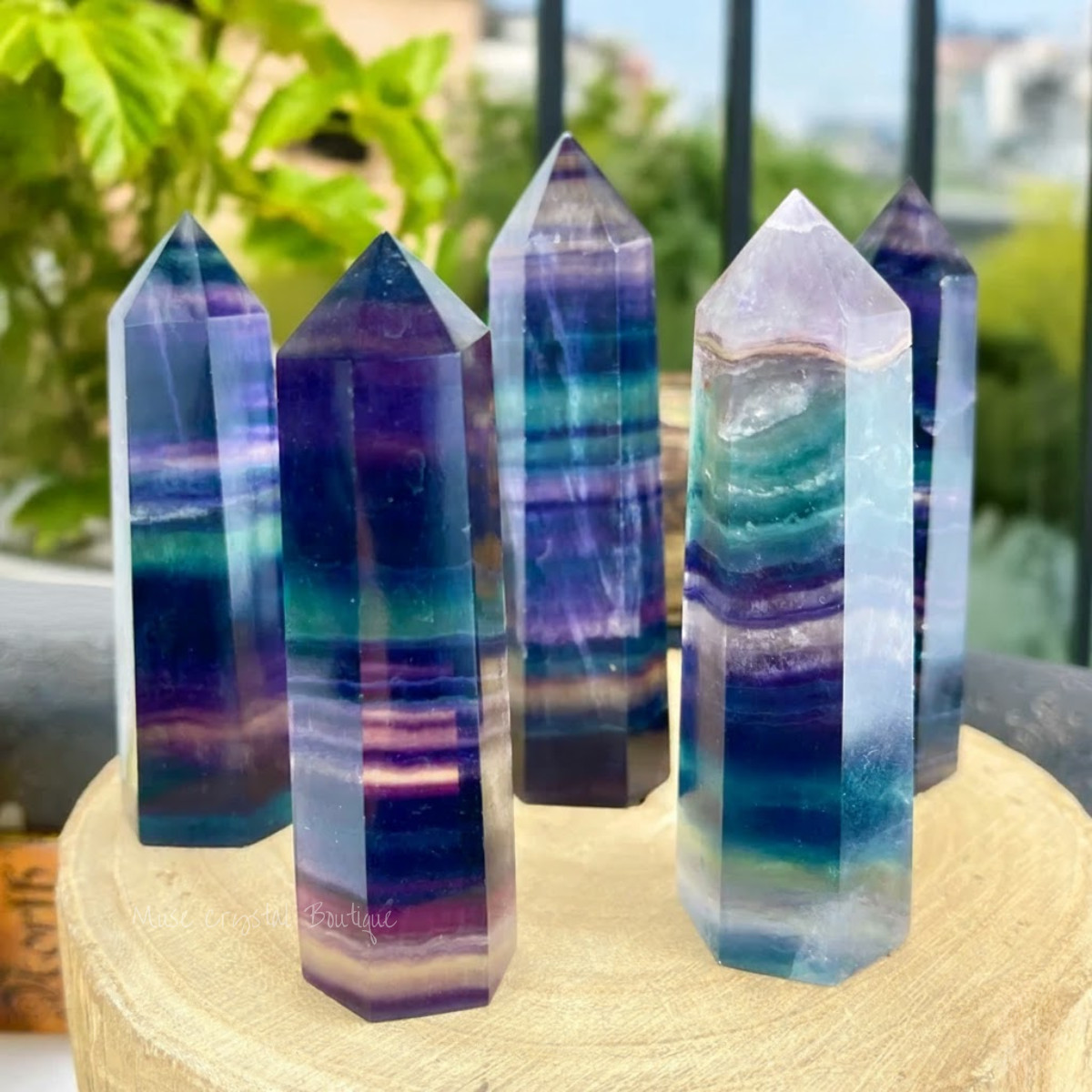 Natural Rainbow Fluorite Crystal Wand Obelisk Reiki Tower Point Home Decor Gift