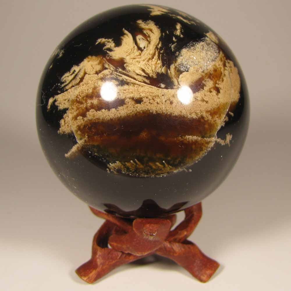 2.5″ Natural FOSSIL AMBER Polished Sphere w/ Stand – Sumatra, Indonesia – 65mm