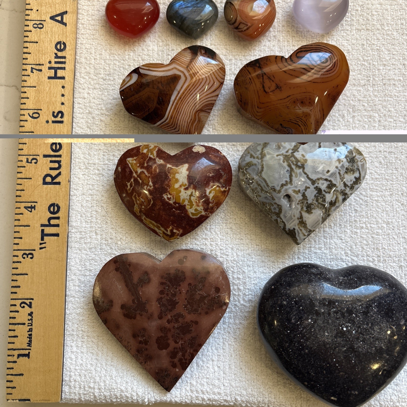 Lot Of 15 Crystal Hearts Agate Druzy Carnelian Sardonyx Cats Eye Moonstone Amy