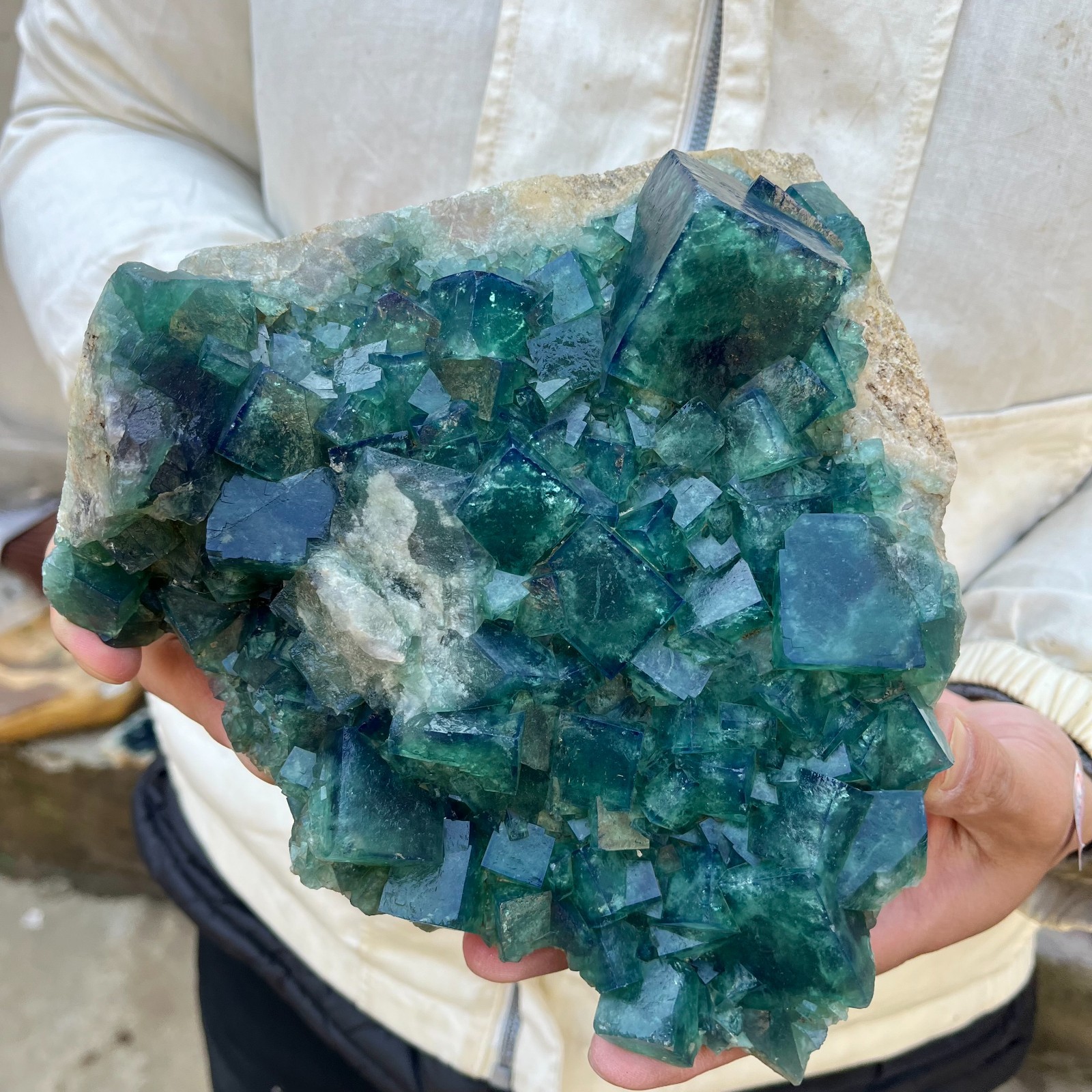 8.2lb Natural cubic green fluorite crystal clusters rough specimen Madagascar