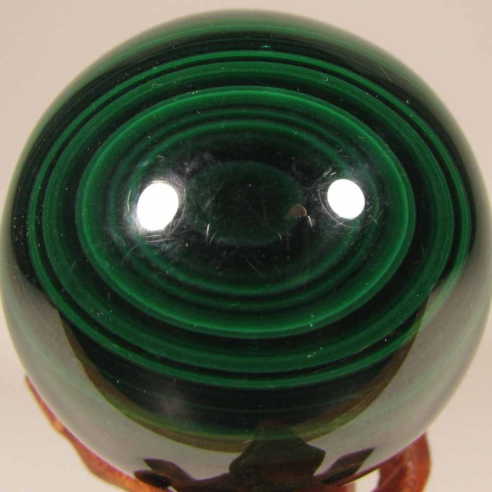 48mm MALACHITE Polished Gemstone Sphere Ball w/ Stand – Congo, Africa
