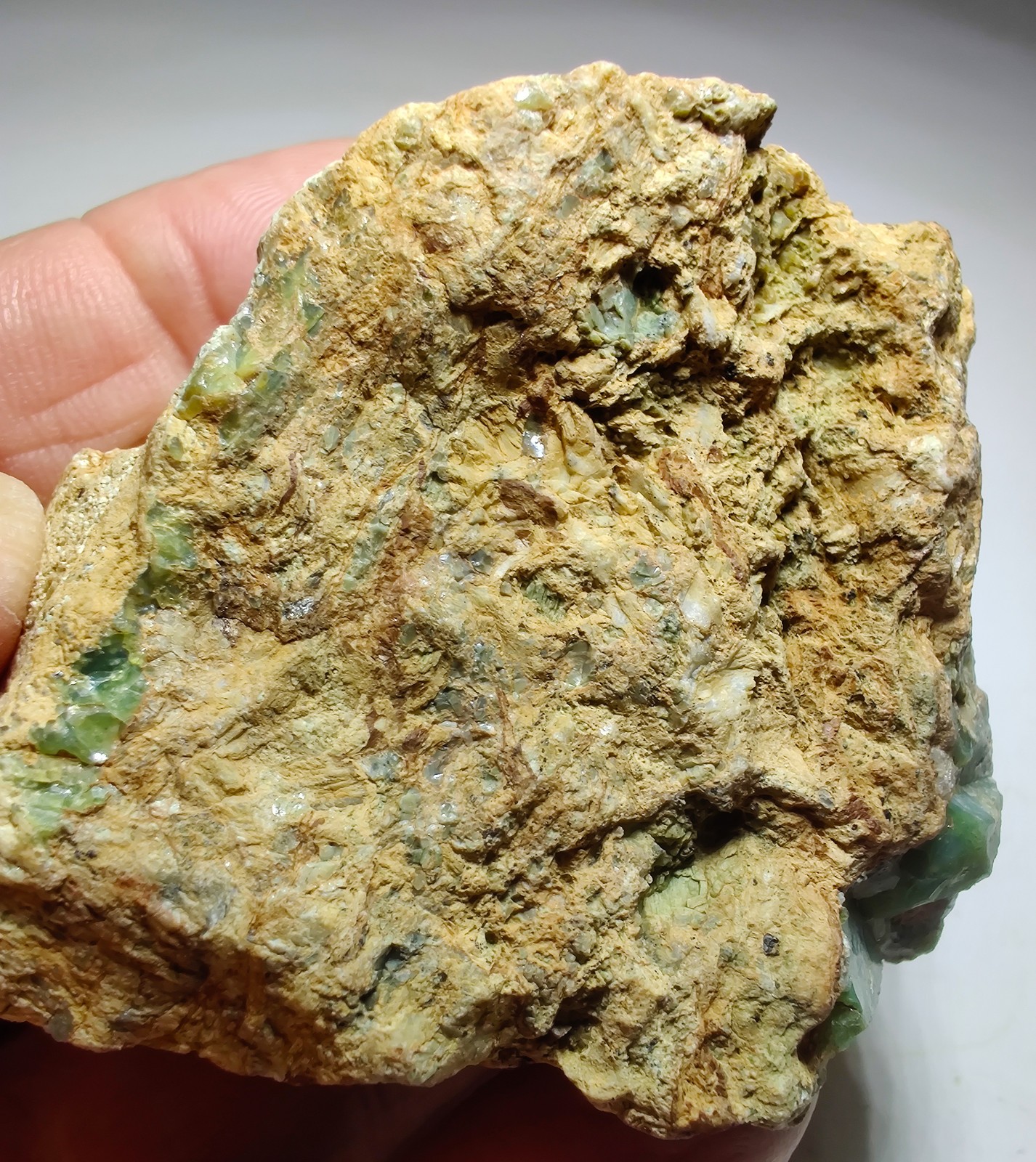 Opal on Sepentine with Magnetite, UV. San Benito, California. 213 grams.