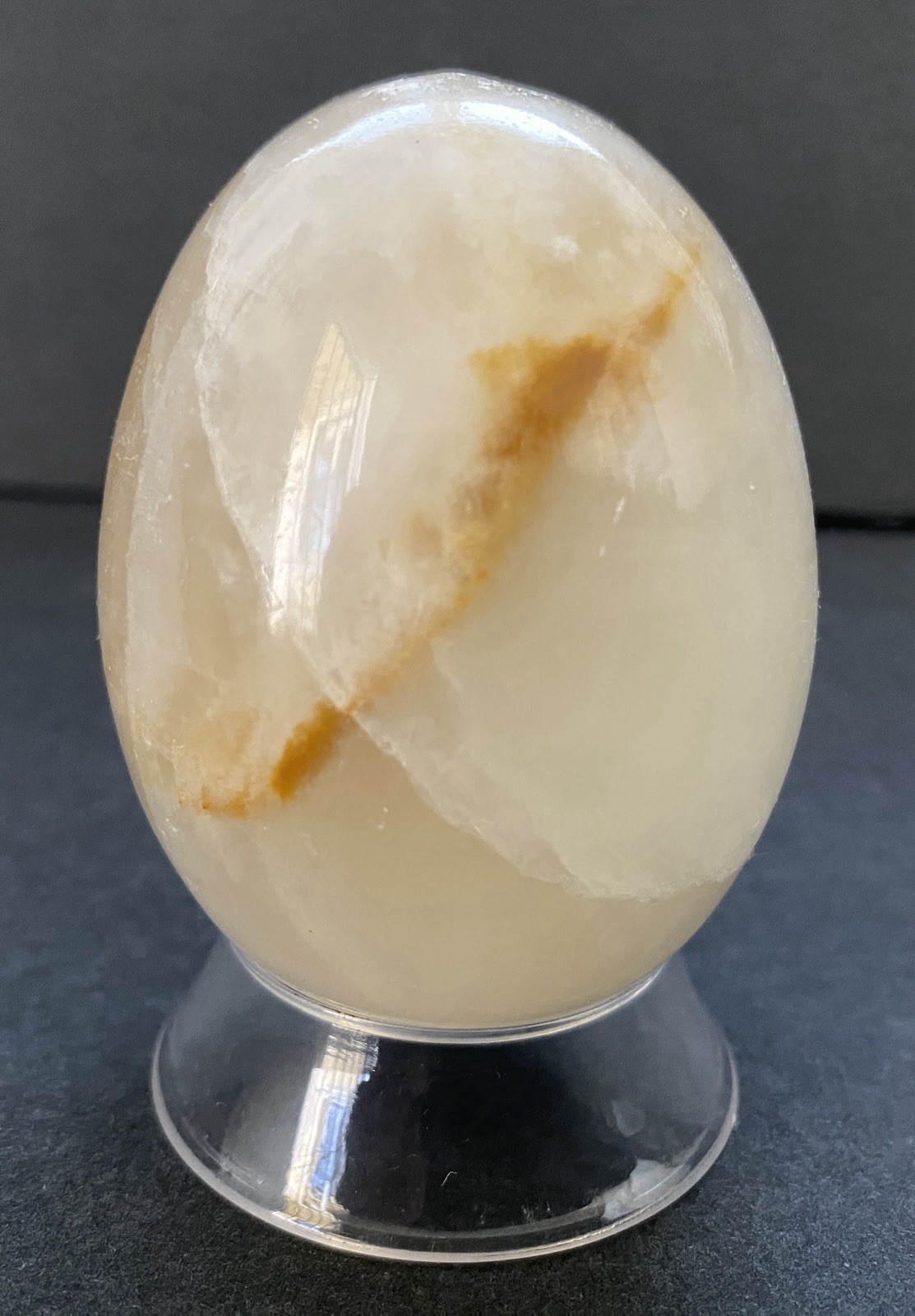 Natural Onyx Stone Egg With Stand Hand Polished Banded Agate Calcite Crystal