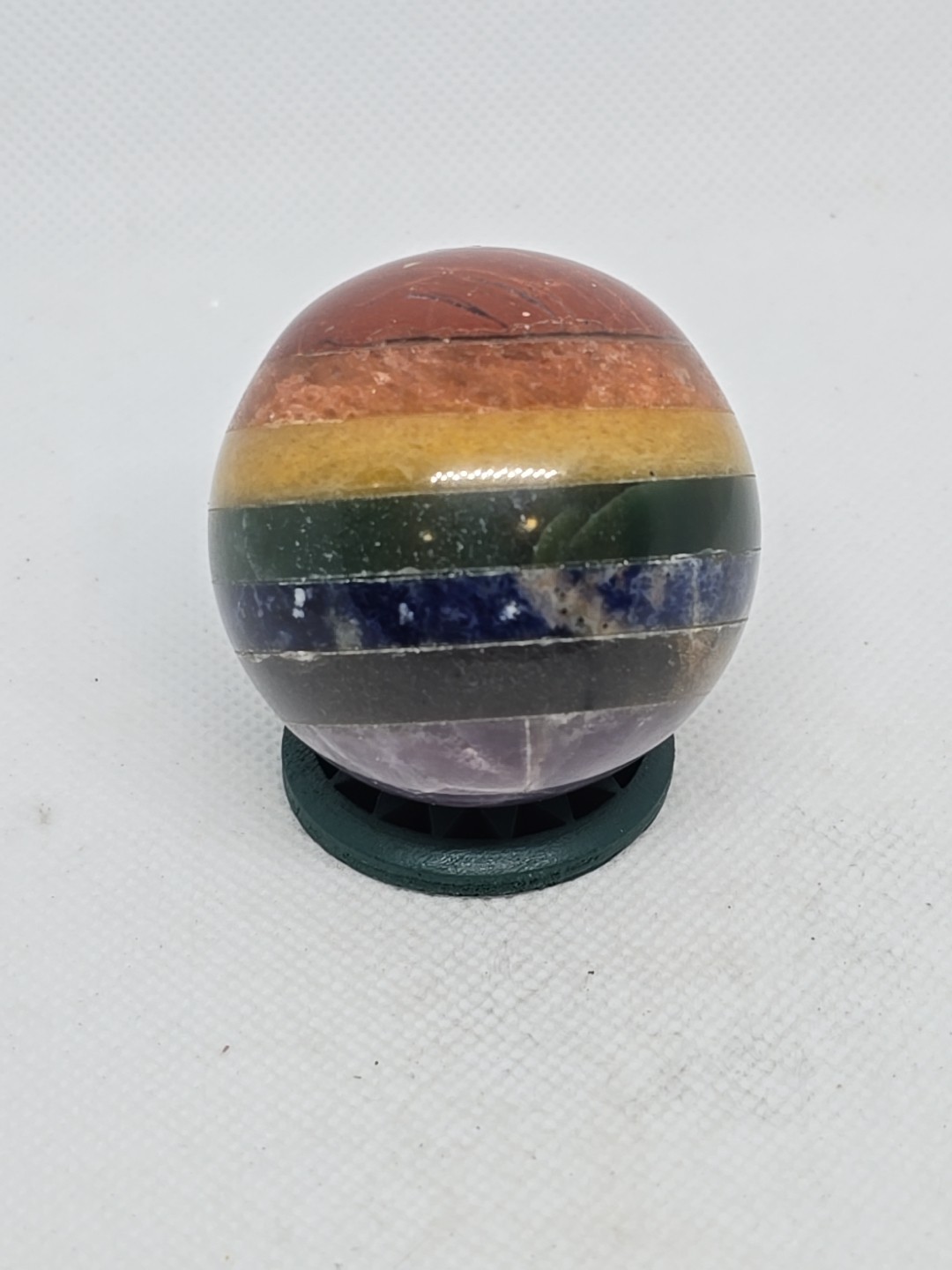 50mm Chakra Sphere Seven 7 Gemstone Crystal Ball W Stand
