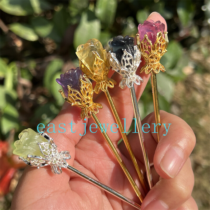 5pcs Natural Fluorite Rose flower skull Quartz Crystal Skull Reiki Healing Gem