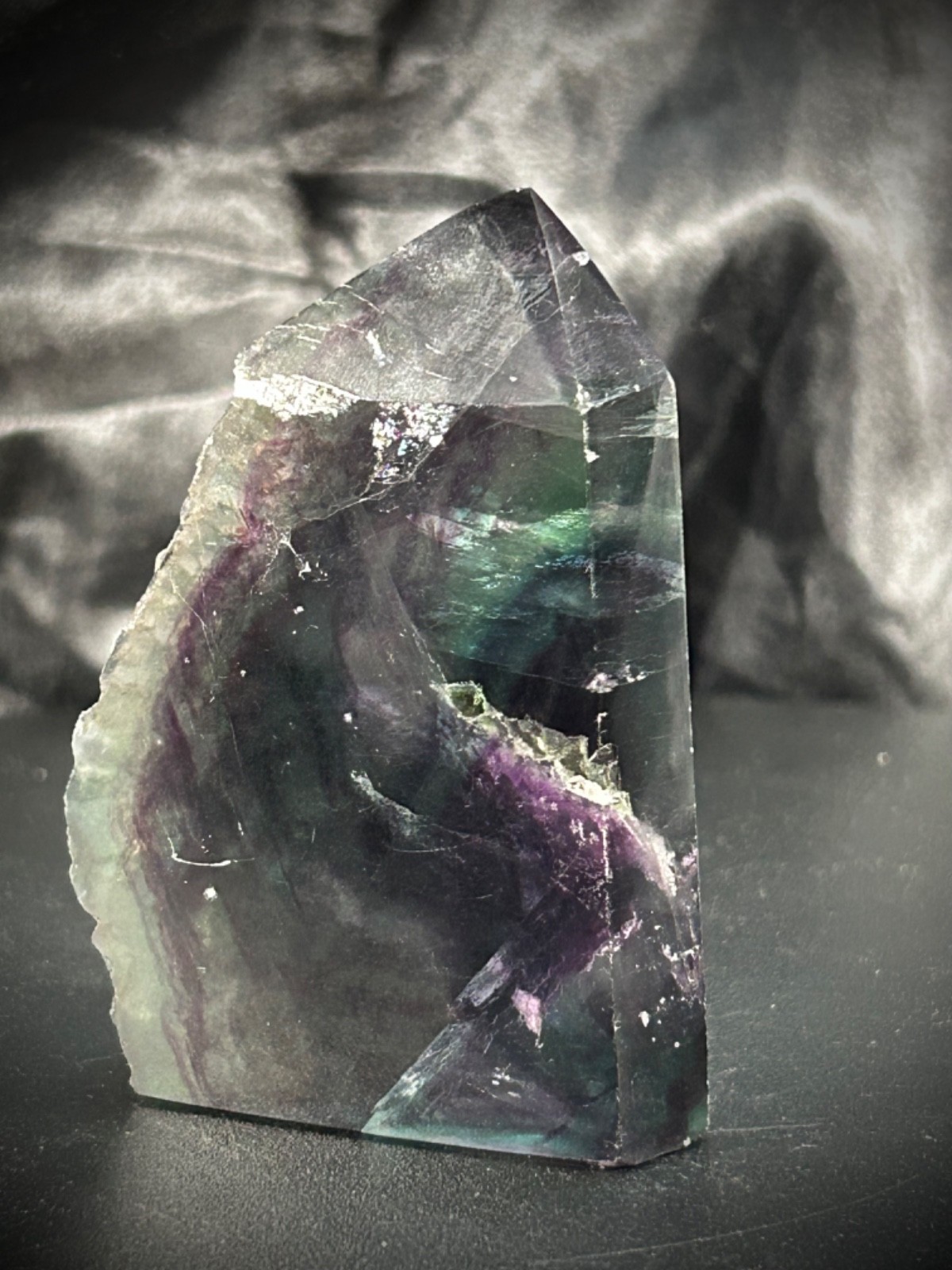 3″ Rainbow Fluorite 4 Polished/1 Rough Side Tower 6.3oz (179 grams)