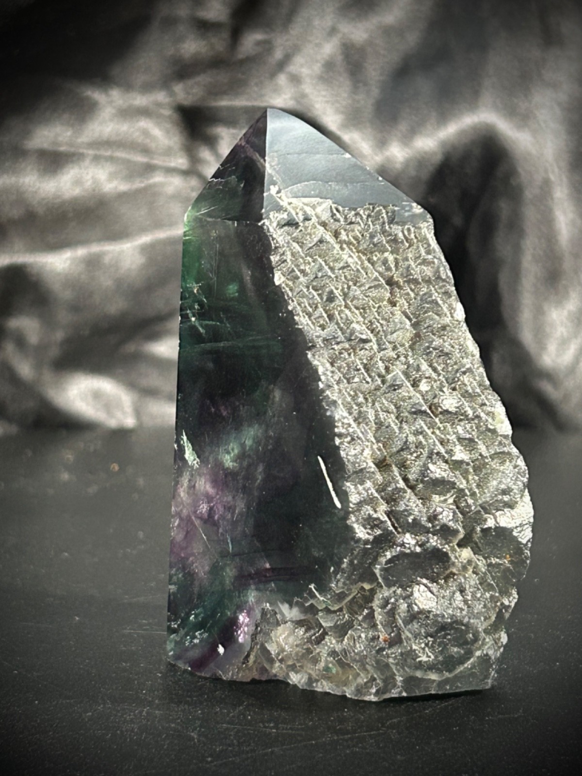 3″ Rainbow Fluorite 4 Polished/1 Rough Side Tower 6.3oz (179 grams)