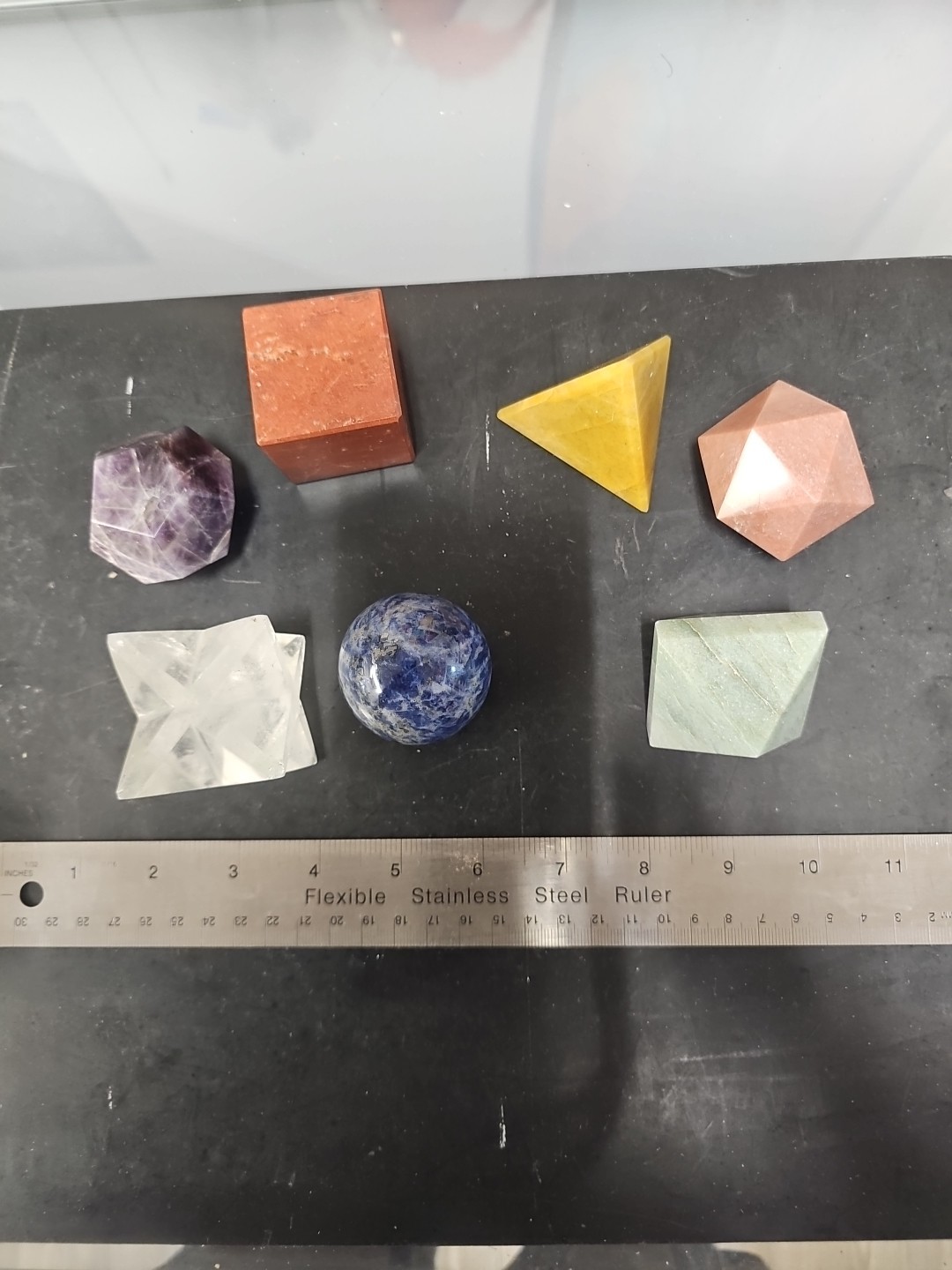 Sacred Geometry Gemstone Set: Platonic Solids & Energy Stones Extra Large