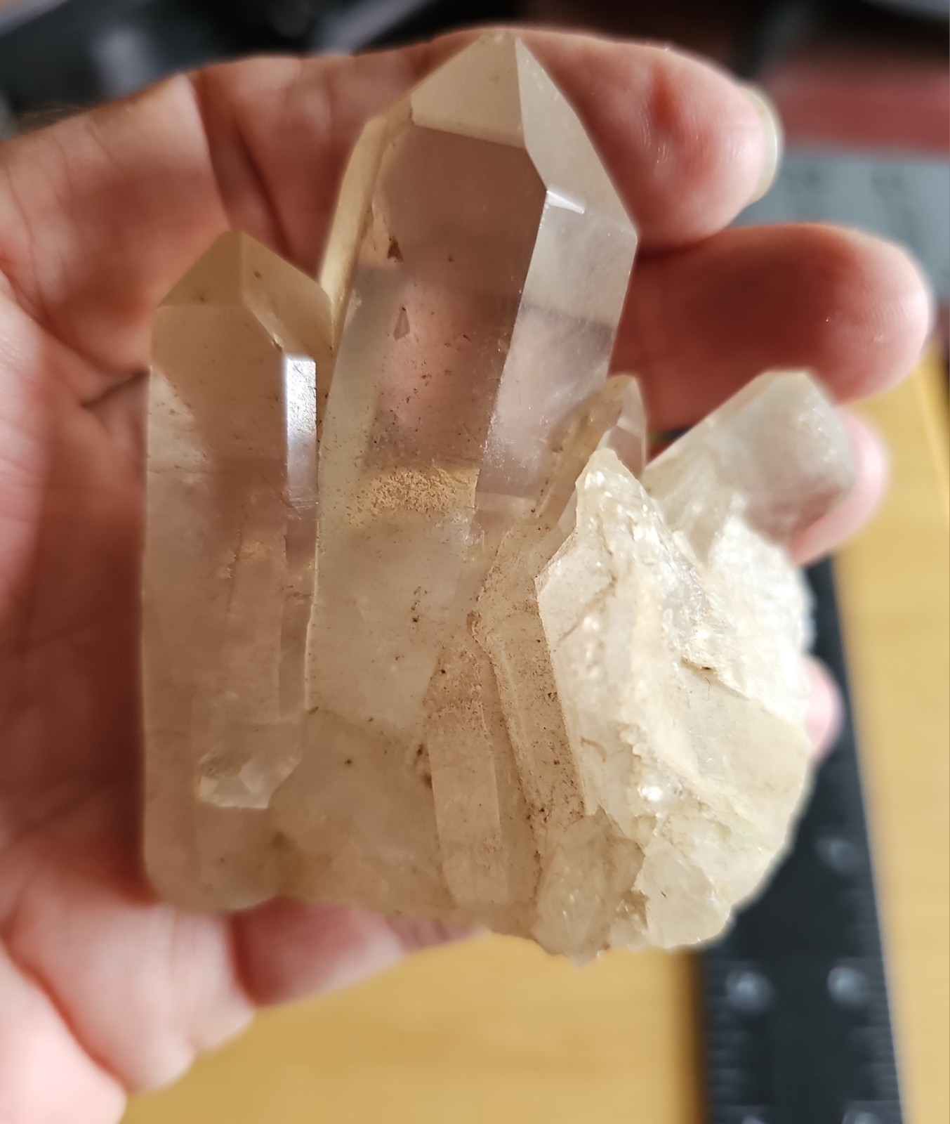Lot Of 37 Clear & Smoky Quartz Crystals Mixed Different Shapes Sizes Big & Small