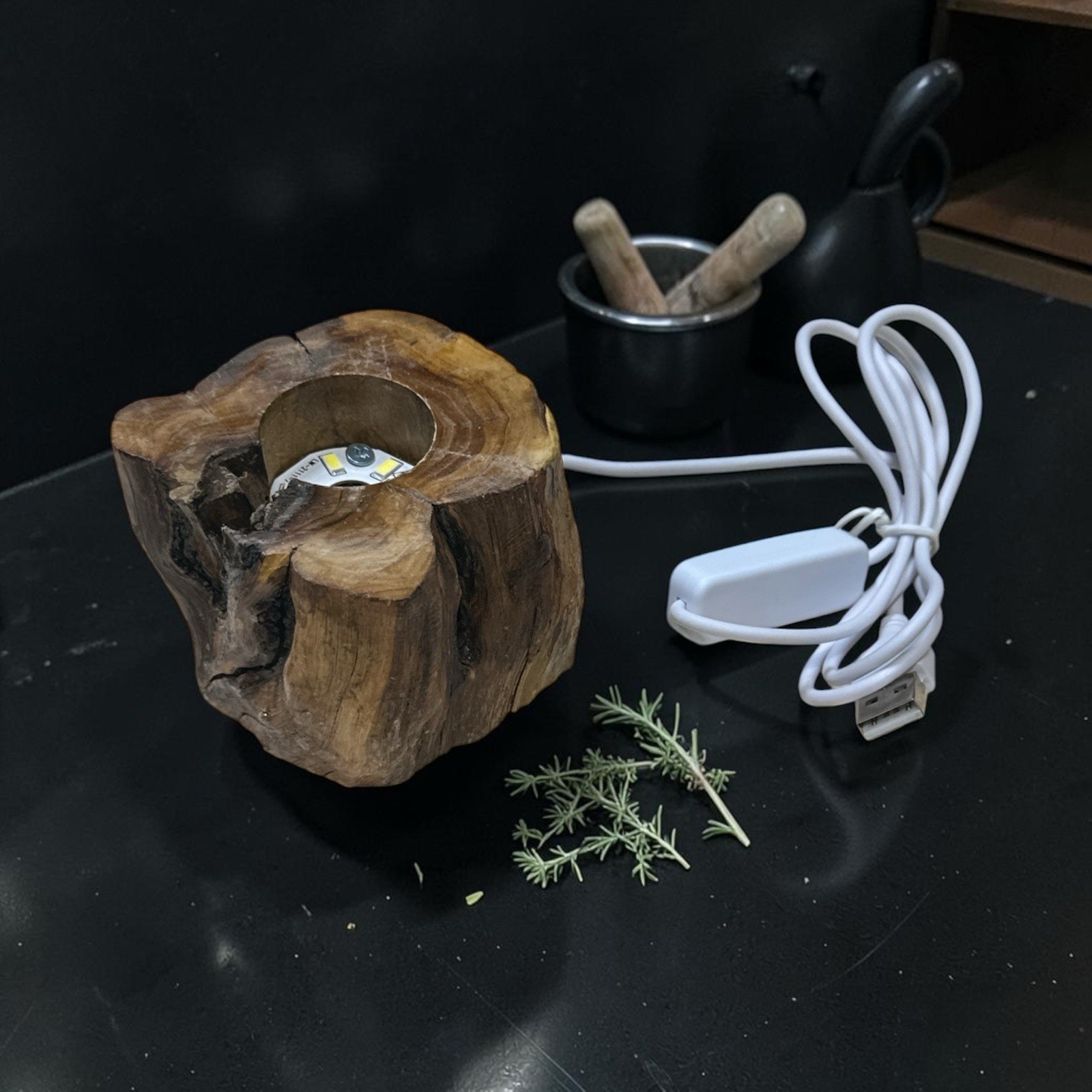 Tree Stump Led Light Base USB Charging Crystal Ball Display Stand for Home Of…