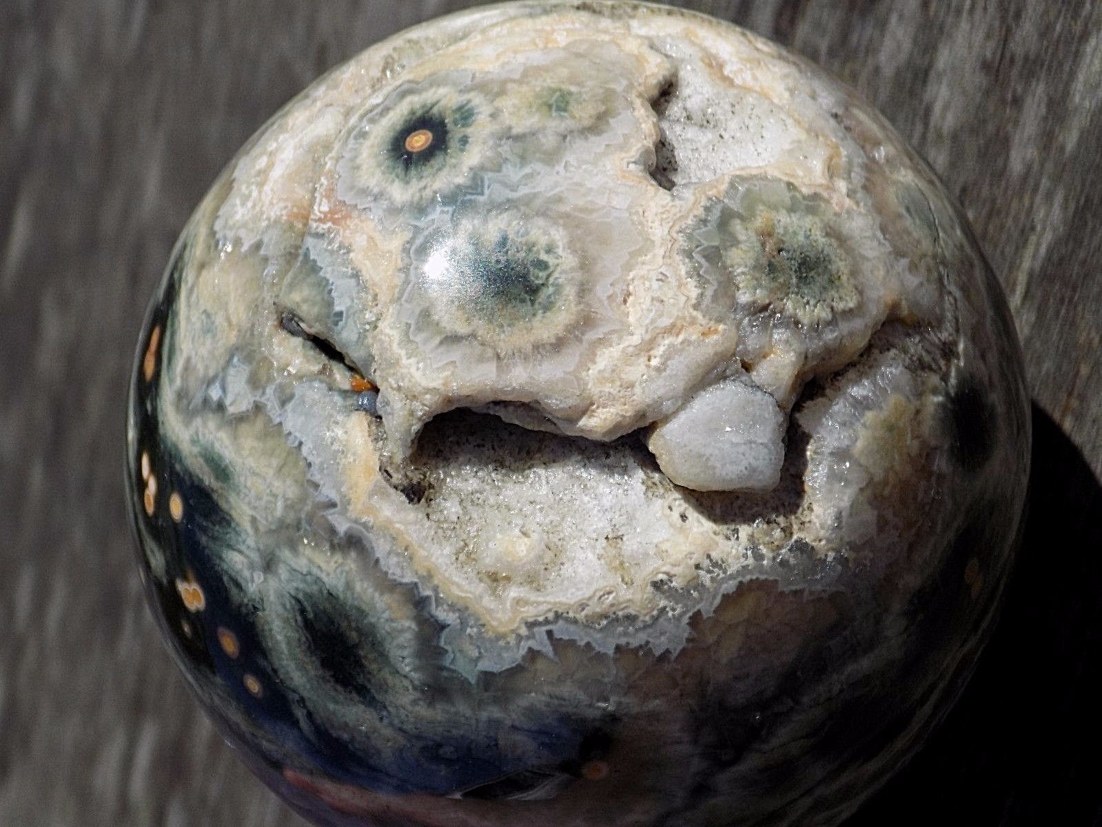AAA OCEAN JASPER SPHERE MARBLE 75MM OR 2 15/16” 7125