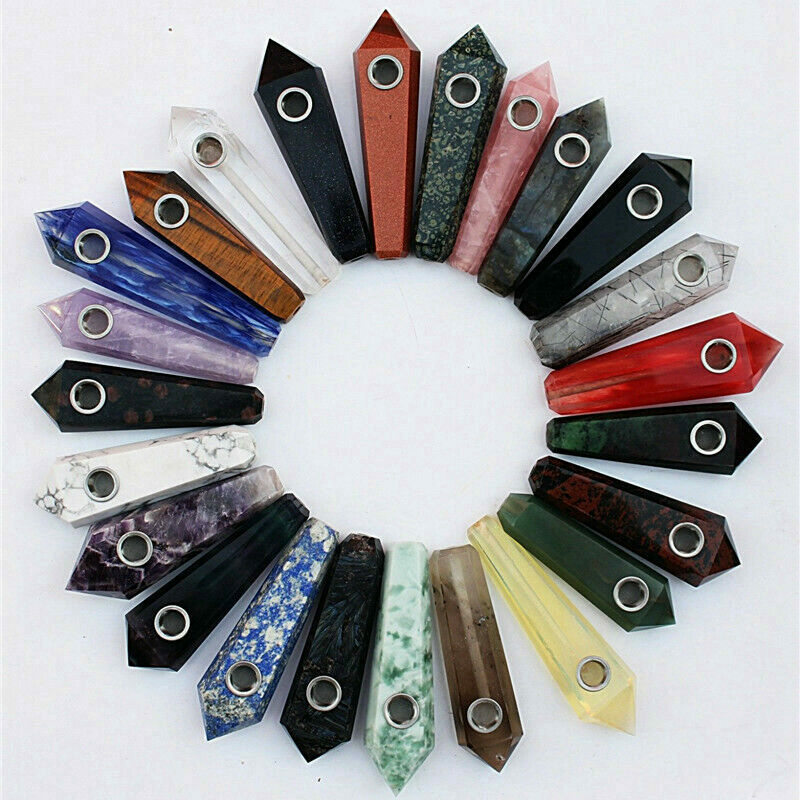 Natural Quartz Crystal Smoking Pipe Obelisk Point Rock Wand Reiki Healing Stone