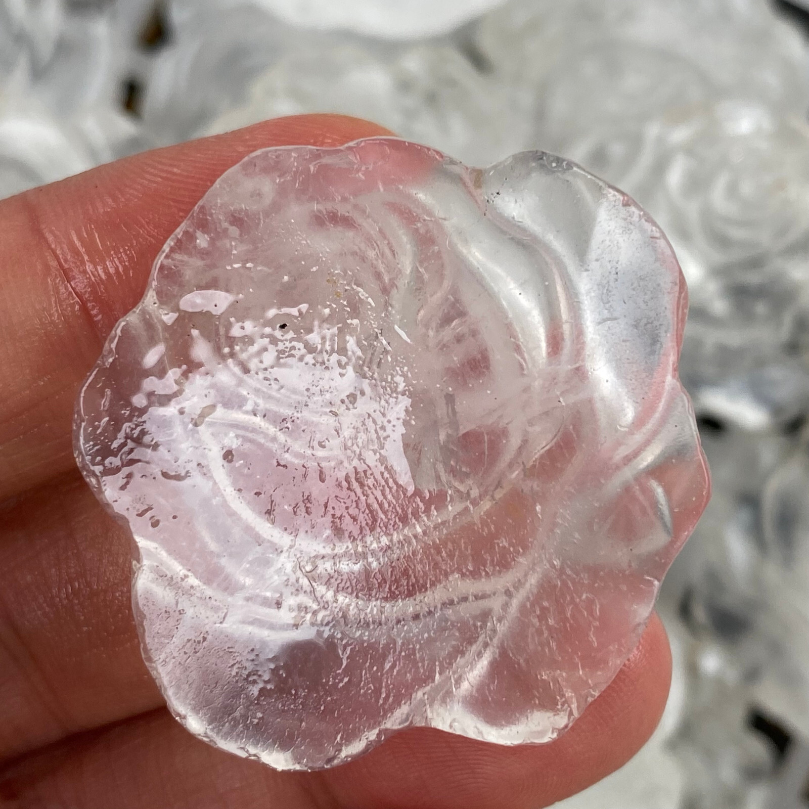 Natural clear quartz roses flowers skull hand carved reiki Healing 1pc