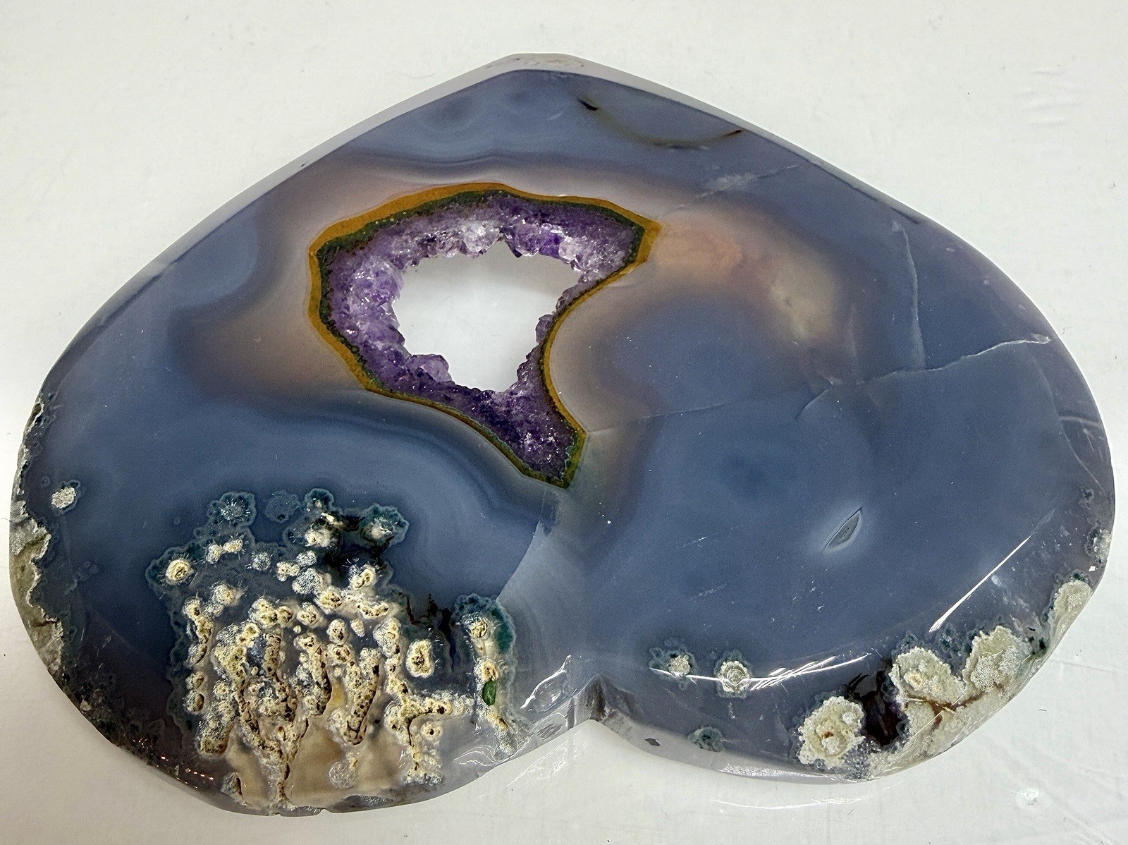 Wholesale Lot 4 Pcs Natural Amethyst Agate Heart Crystal W/stand Healing