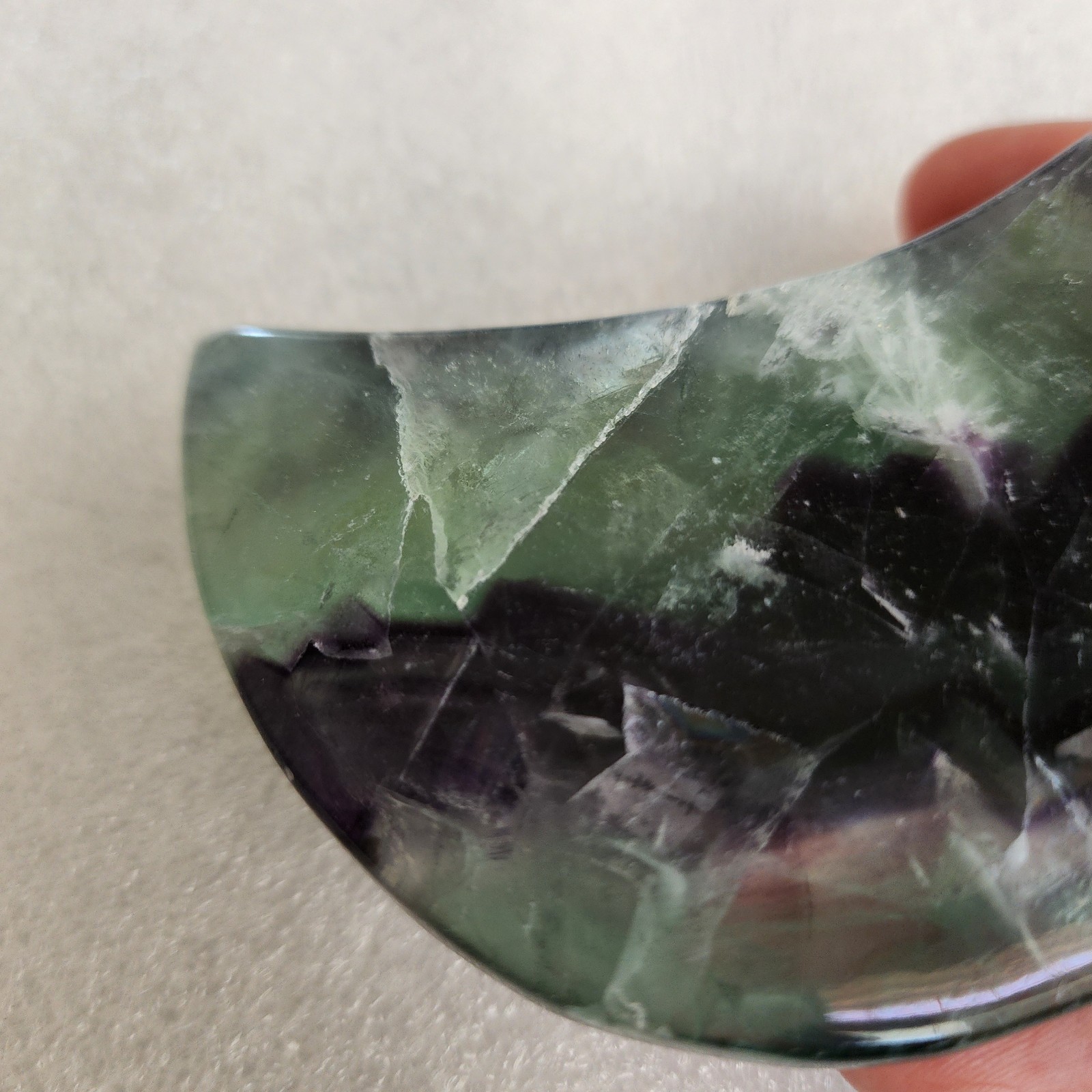 Natural Polished Feather Fluorite Moon 3.75″ – USA