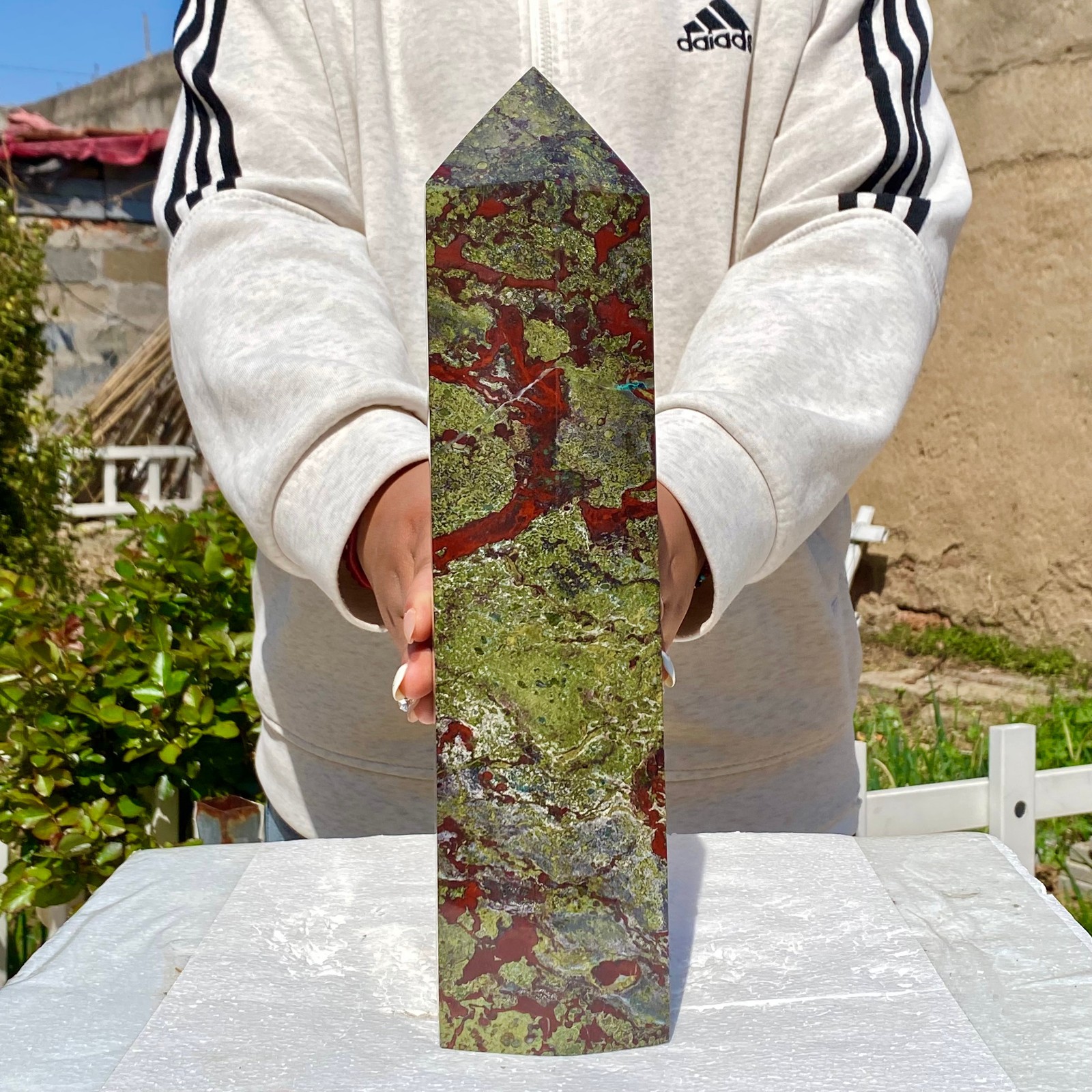 11.9LB Natural Dragon Blood Column Obelisk Crystal Column Wand Point Healin