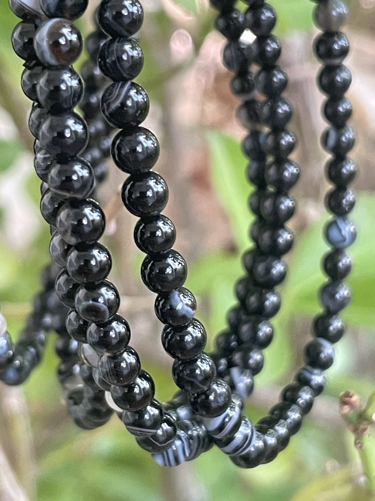Black Onyx Crystal/Gemstone 4mm Bead Stretch Bracelet (Price For 1)