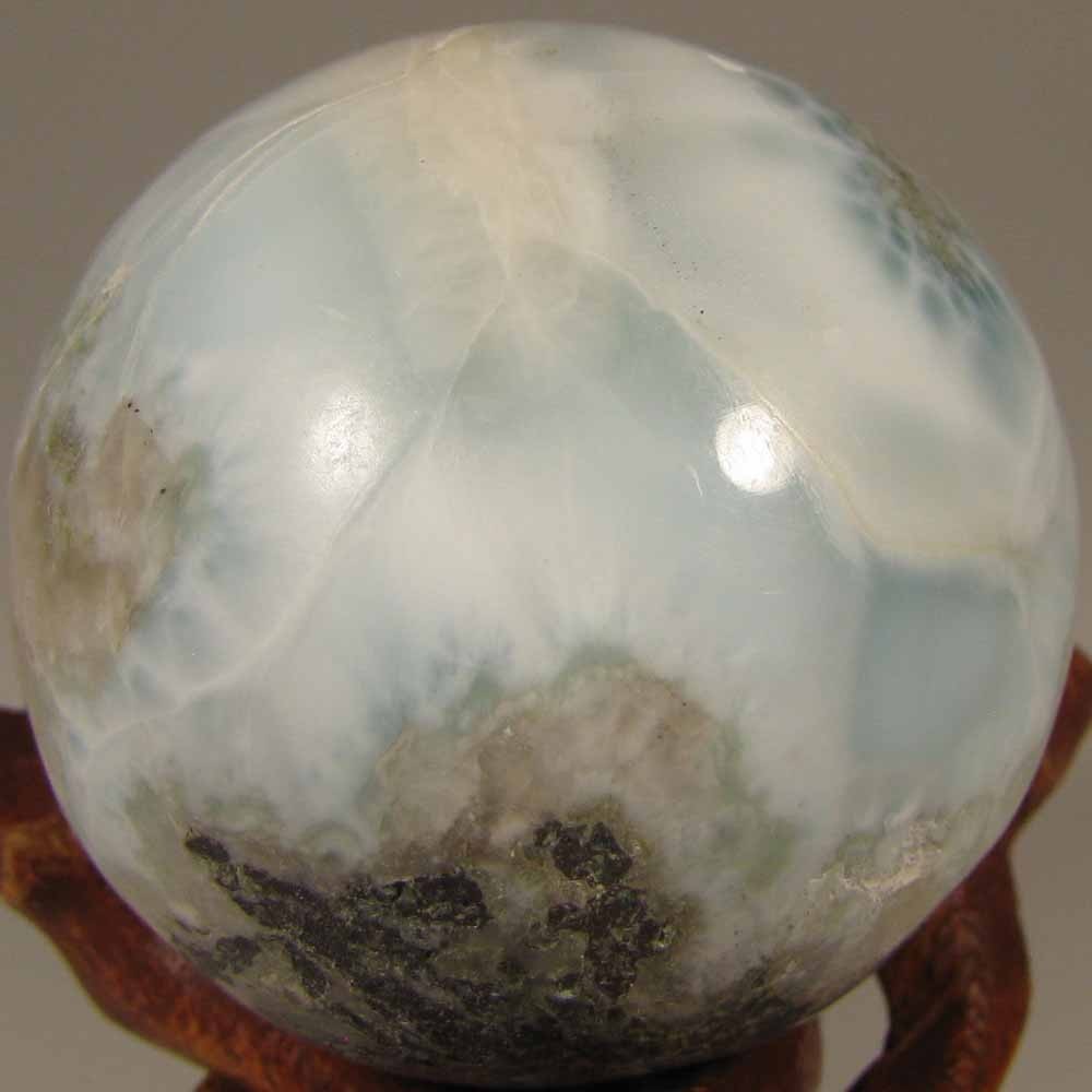 38mm Blue LARIMAR Polished Gemstone Sphere Ball w/ Stand – Dominican Republic