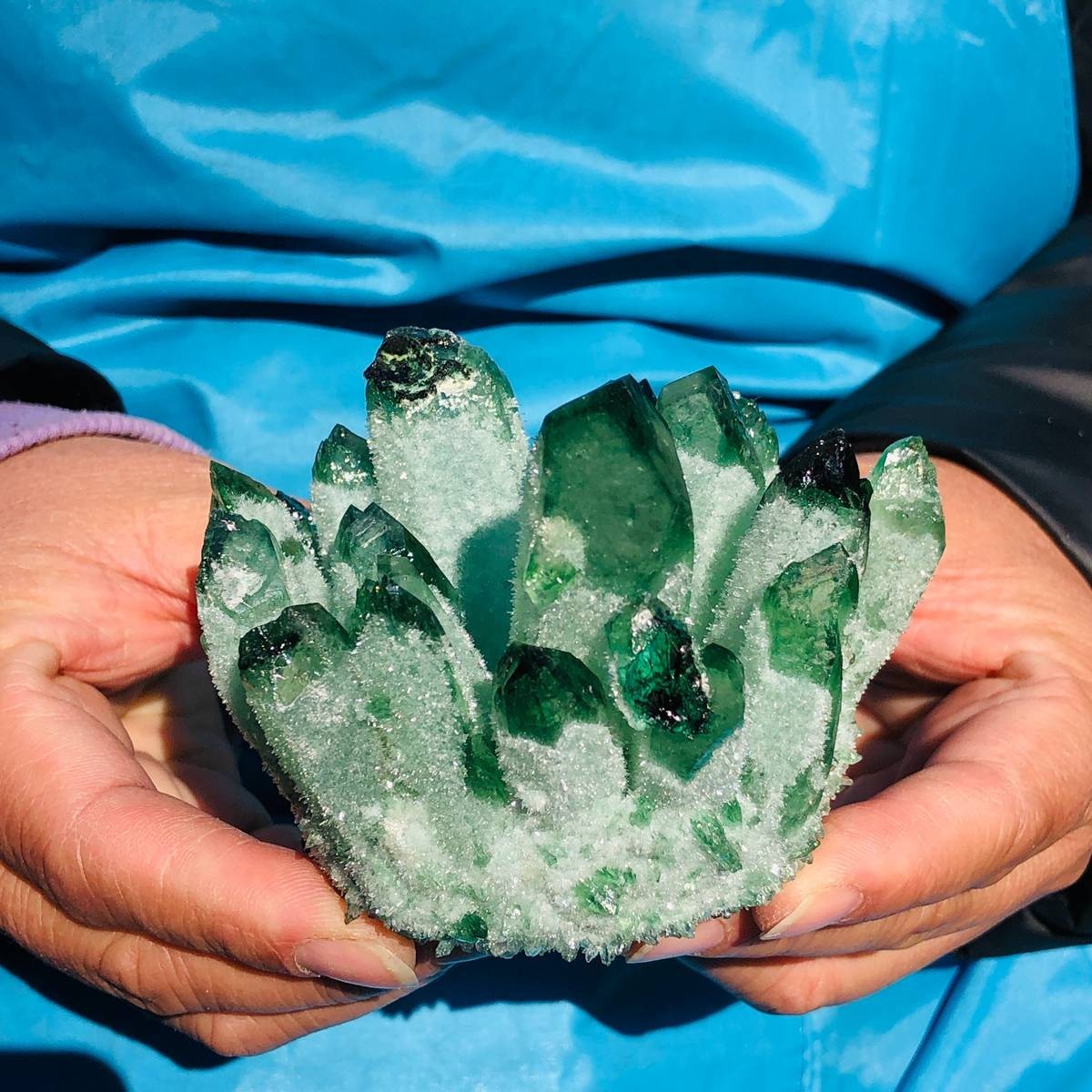 3 piece Lab-Grown Green Crystal Clusters Healing Energy Home Decor 2.53LB