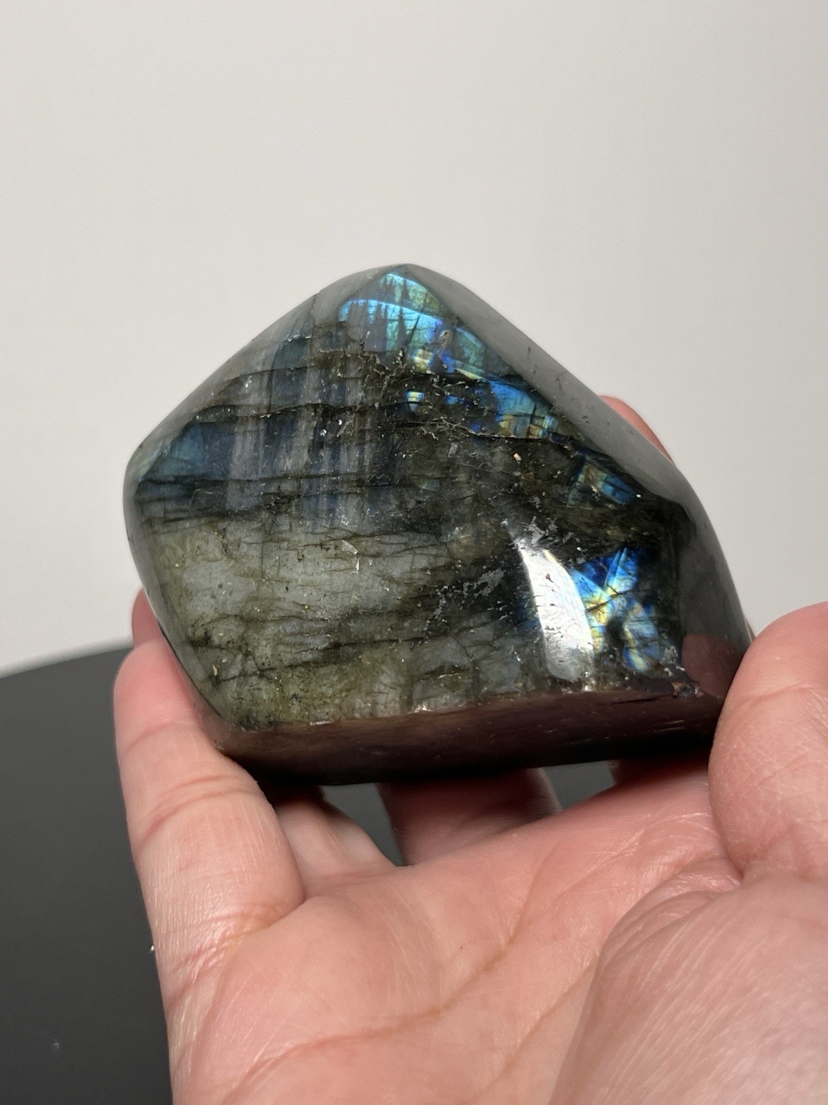 Labradorite 2 Piece Set w/Flash – Freeform & Sphere (63mm) w/holder