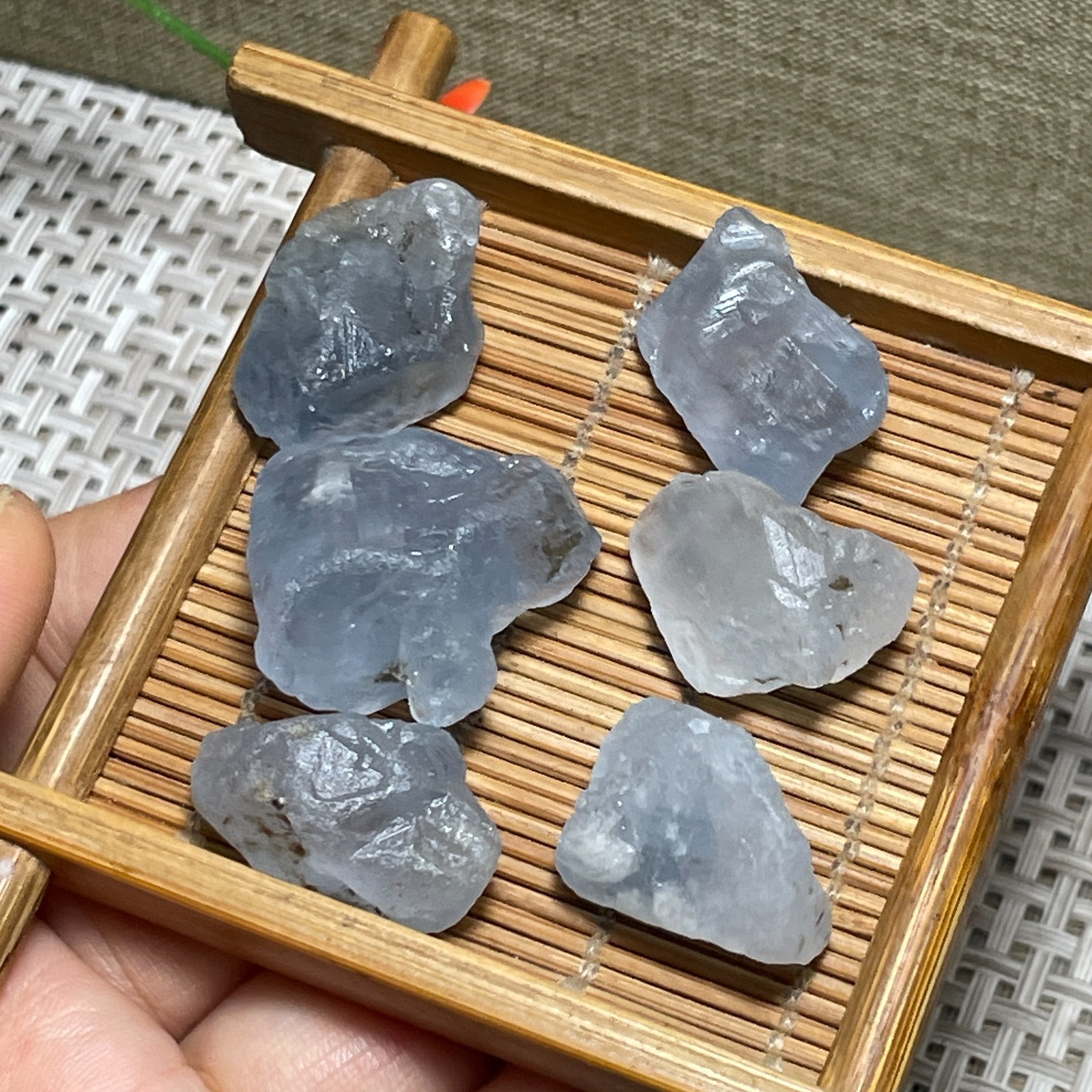 6pcs Celestite Sky Blue Crystals Natural Gemstones Mineral Specimens 56g c180