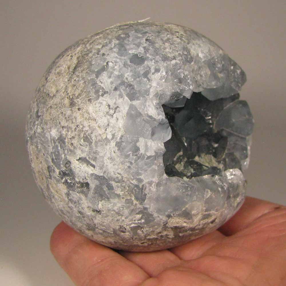 3.1″ Blue CELESTITE Crystal Sphere Ball w/ Stand – Madagascar – 80mm – 2 lbs.