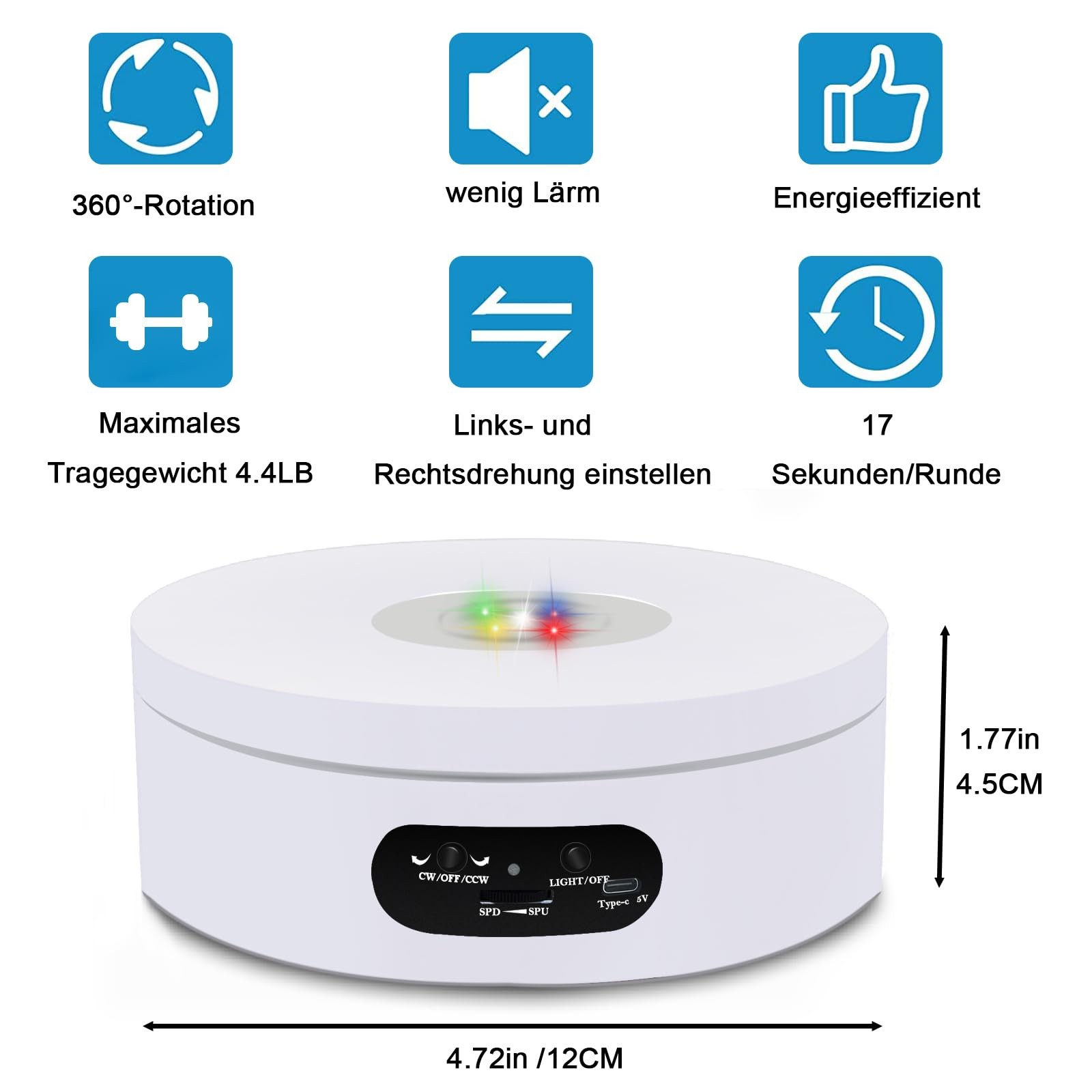 YVV Rotating Display Stand, Spinning Display Stand with Colored Lights, Light…