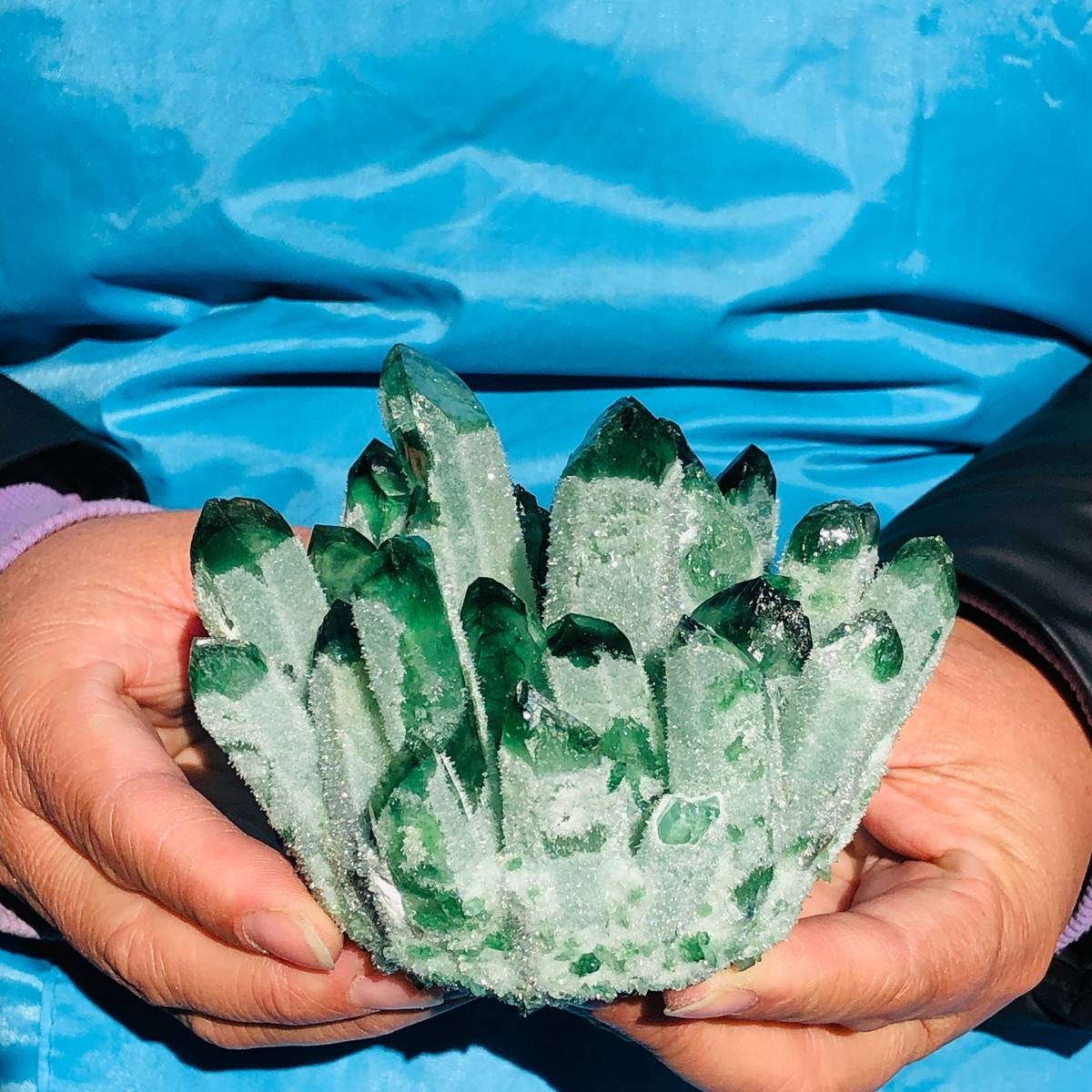 2 piece Lab-Grown Green Crystal Clusters Healing Energy Home Decor 3.03LB