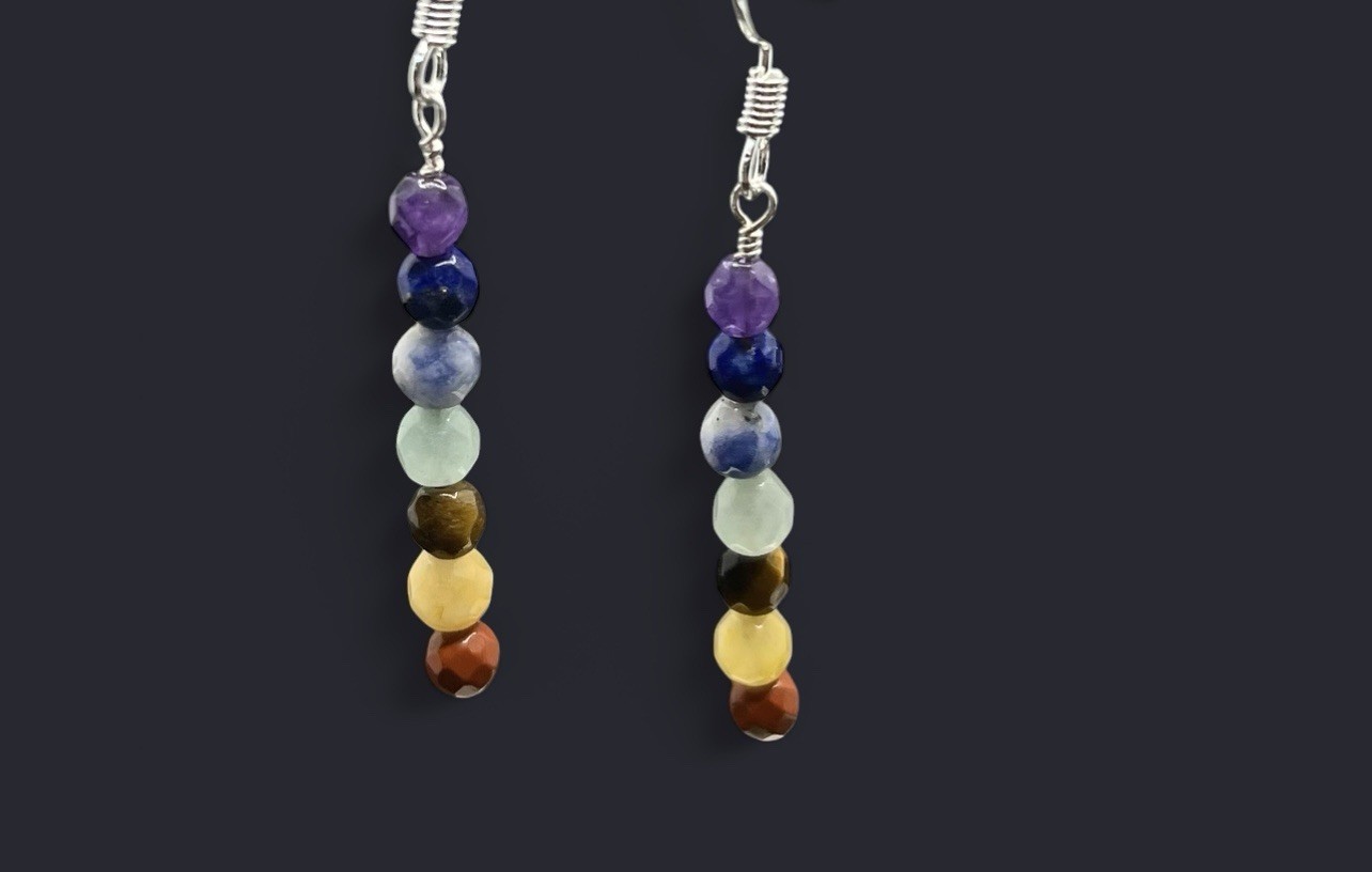 7 Chakra Stone .925 Sterling Silver Earrings
