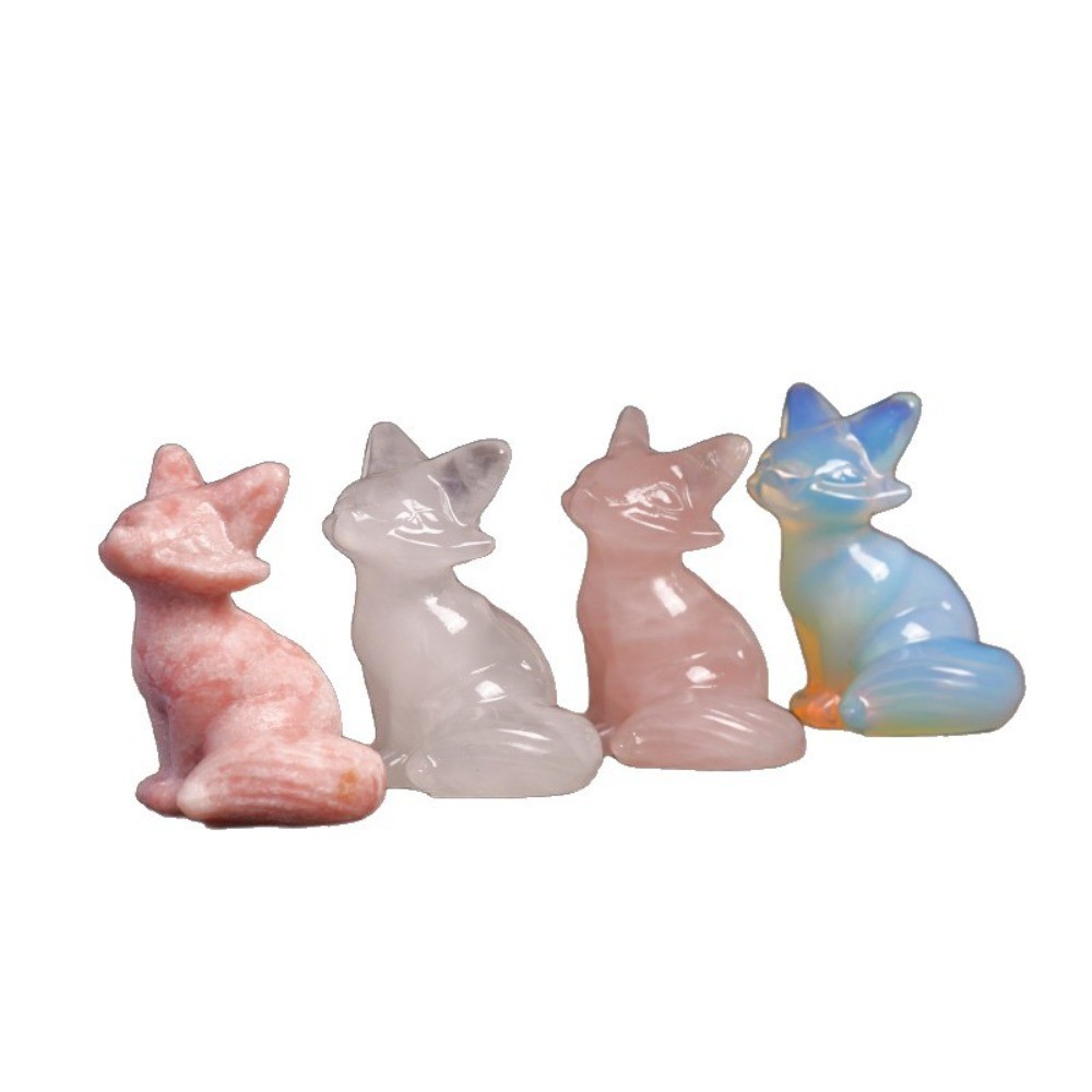 Natural Crystal Fox Carving Figurine Reiki Healing Desktop Meditation random 3pc