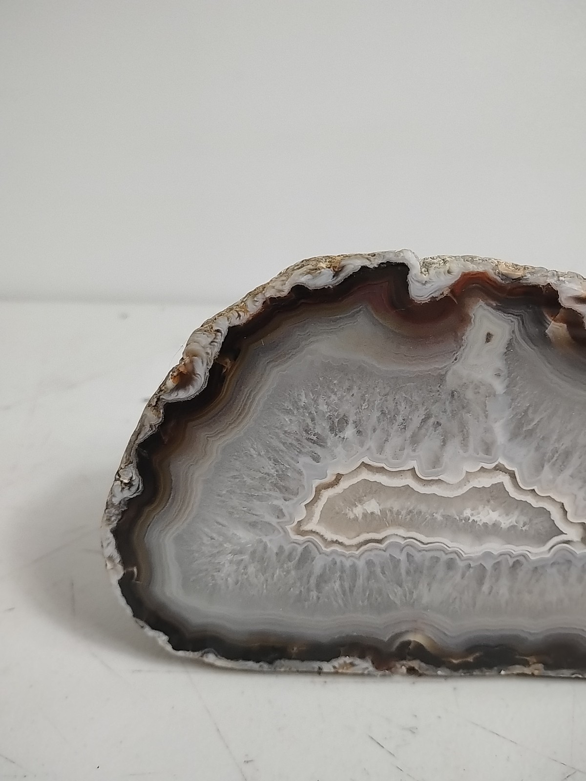 Geode Half Cut and Polished Origin Unknown White/Clear/Brown – SEE PICS!!!
