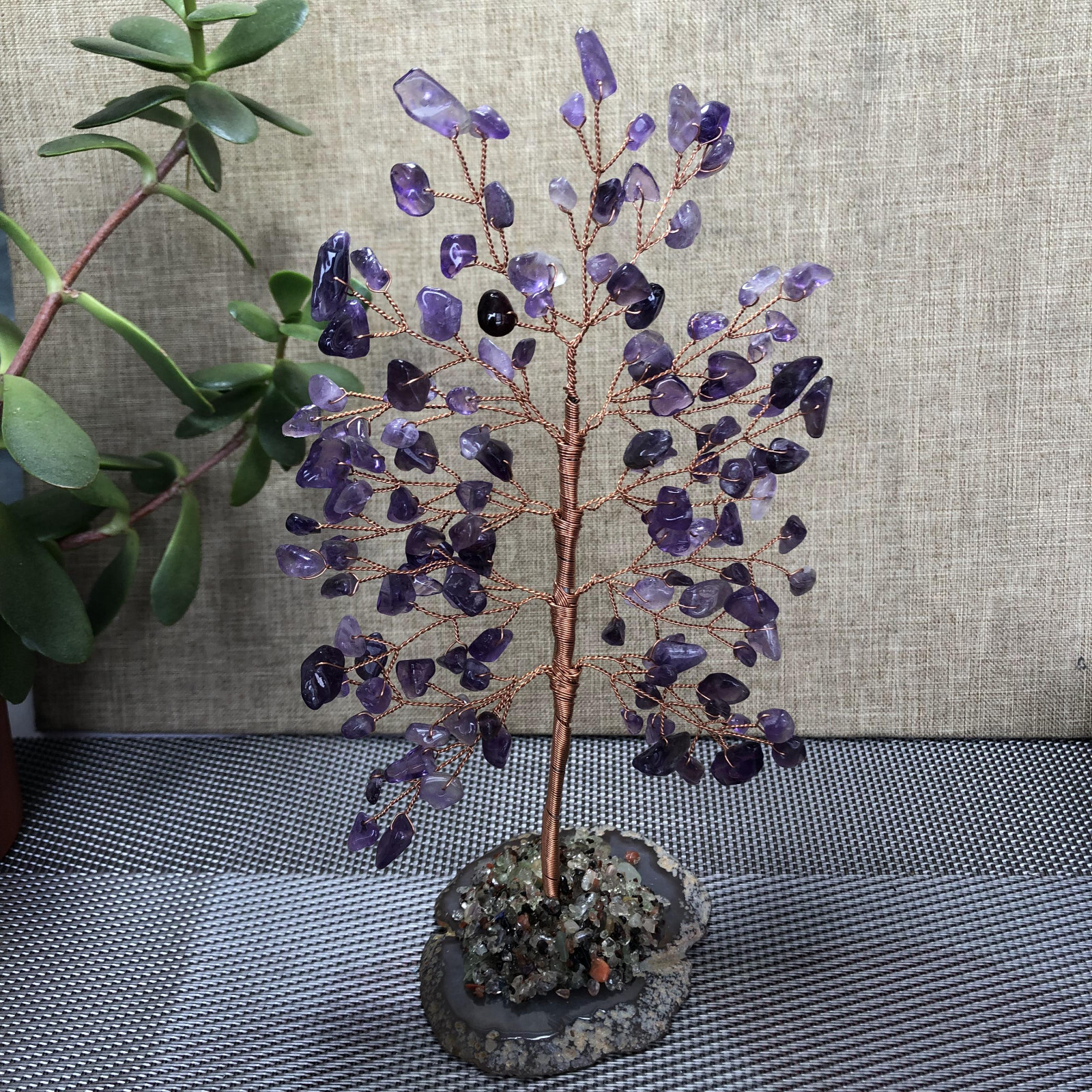 Natural beautiful crystal hand woven tree home decoration gift Dream Amethyst 18