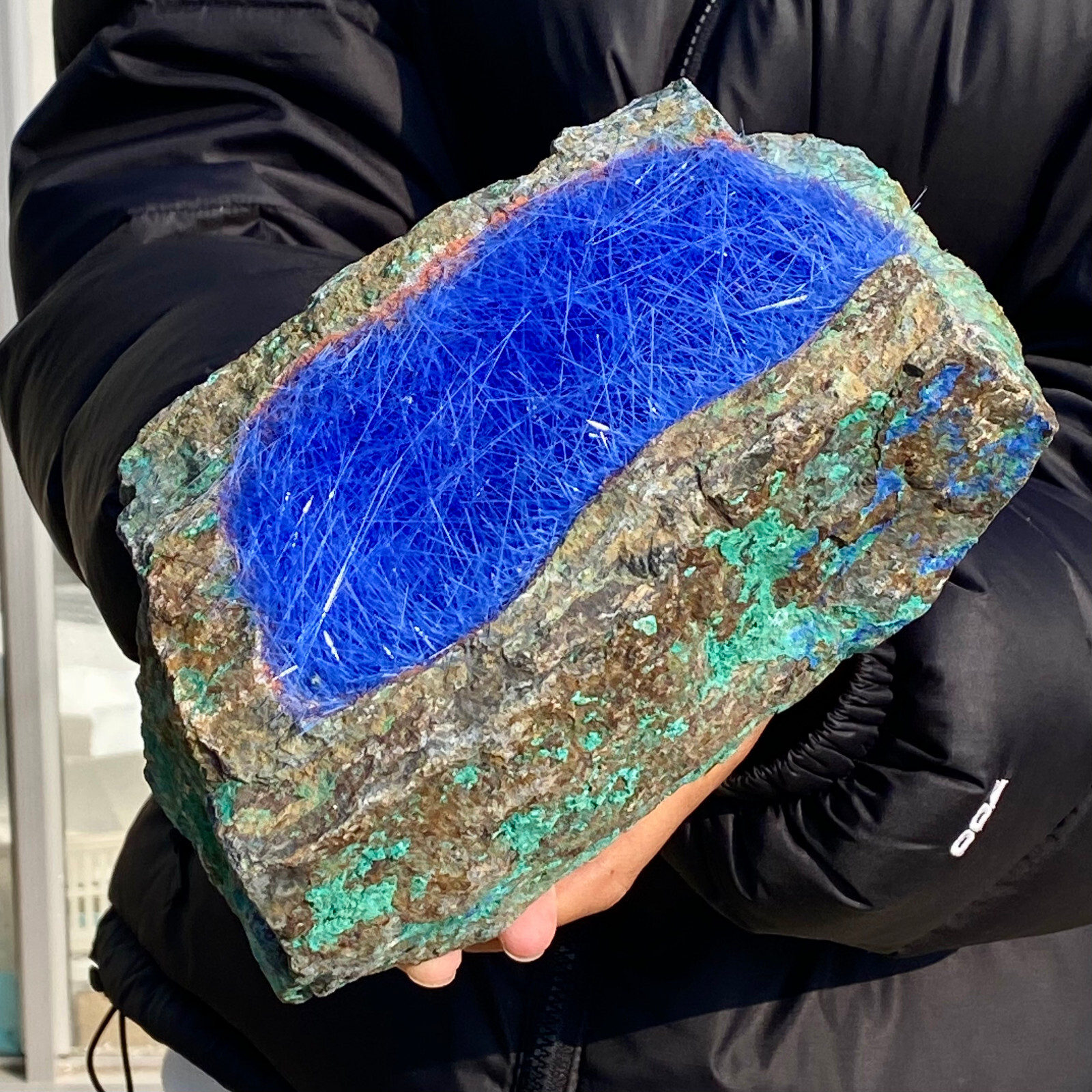 8.18LB Natural Blue Needle Iron Ore Mineral , Original Ore Quartz Crystal