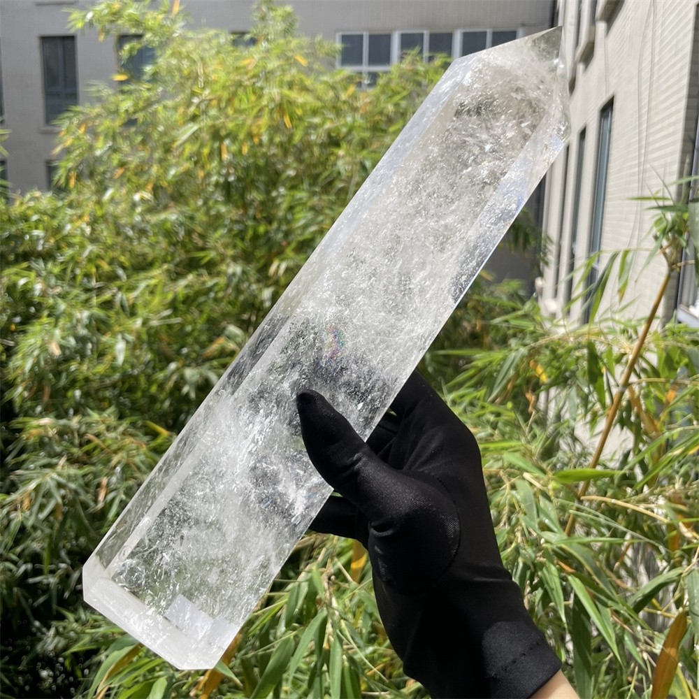 3.7LB 12.6″ Natural A++ Clear Quartz Obelisk Tower Crystal Reiki Decor Rainbow