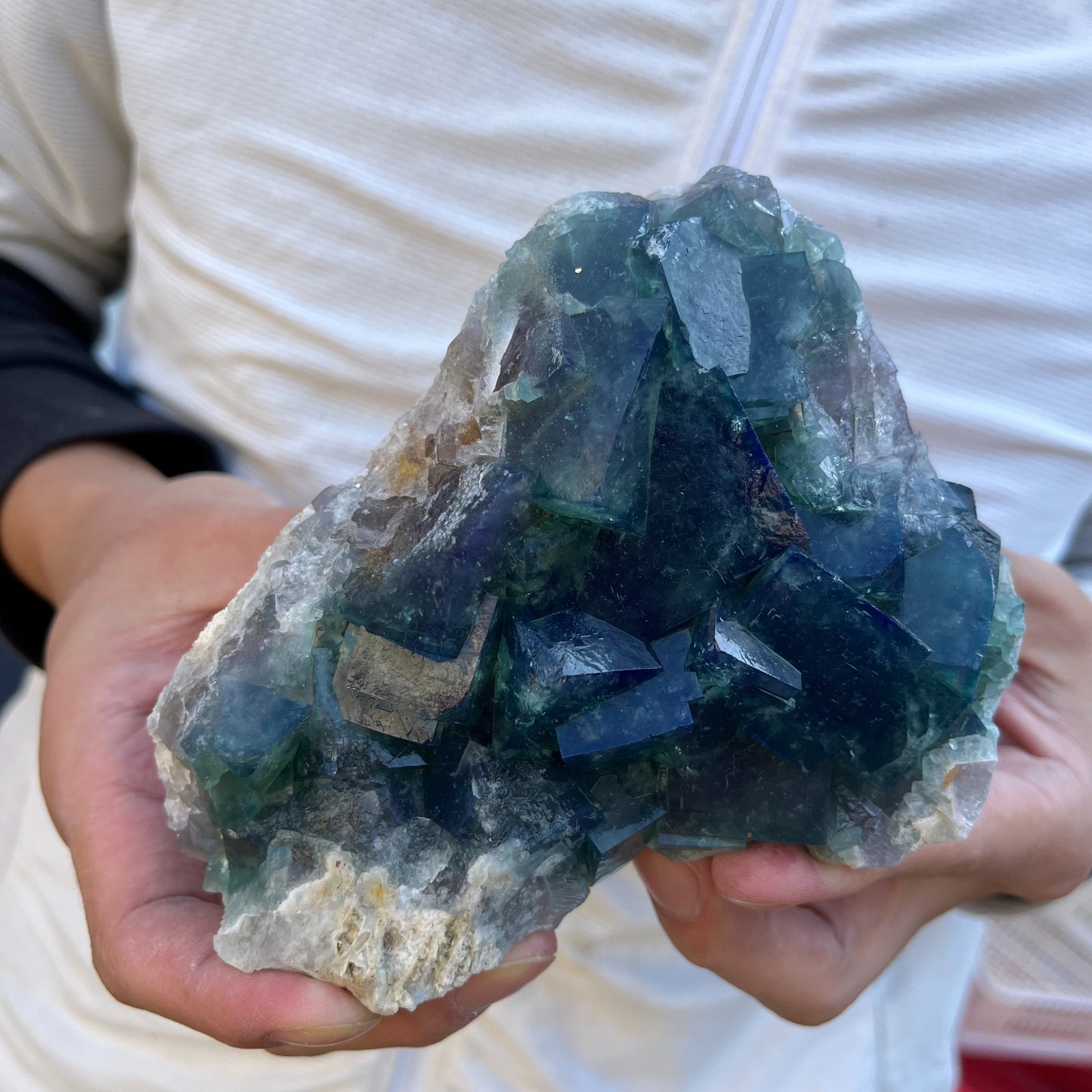 2.2lb Natural cubic green fluorite crystal cluster rough mineral specimen
