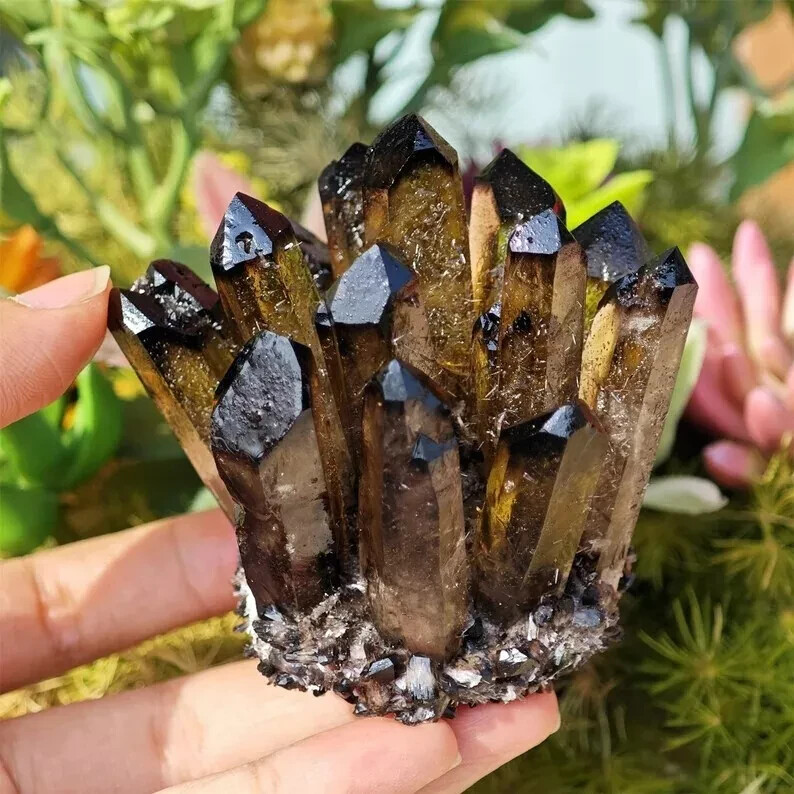 2025New Find Large Smoky Quartz Crystal Cluster Healing Crystal Decor 350-400G