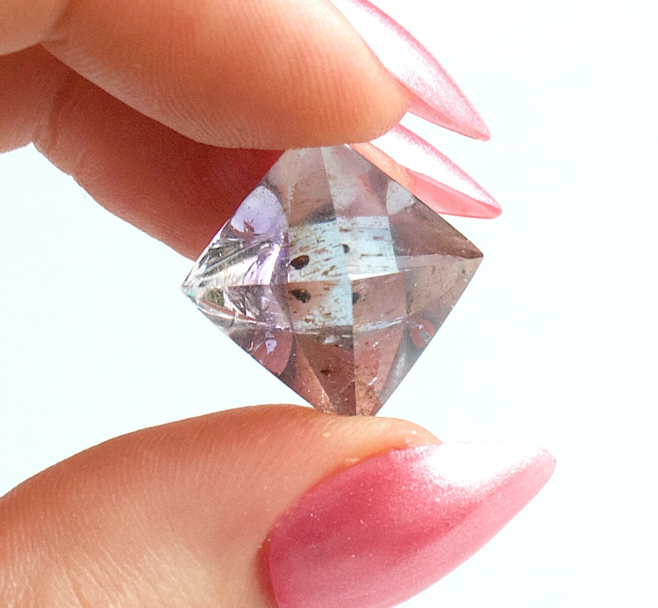 Polished Fluorite Octahedron Gem Blue With Oil Inclusions Illinois 2.0 Cms