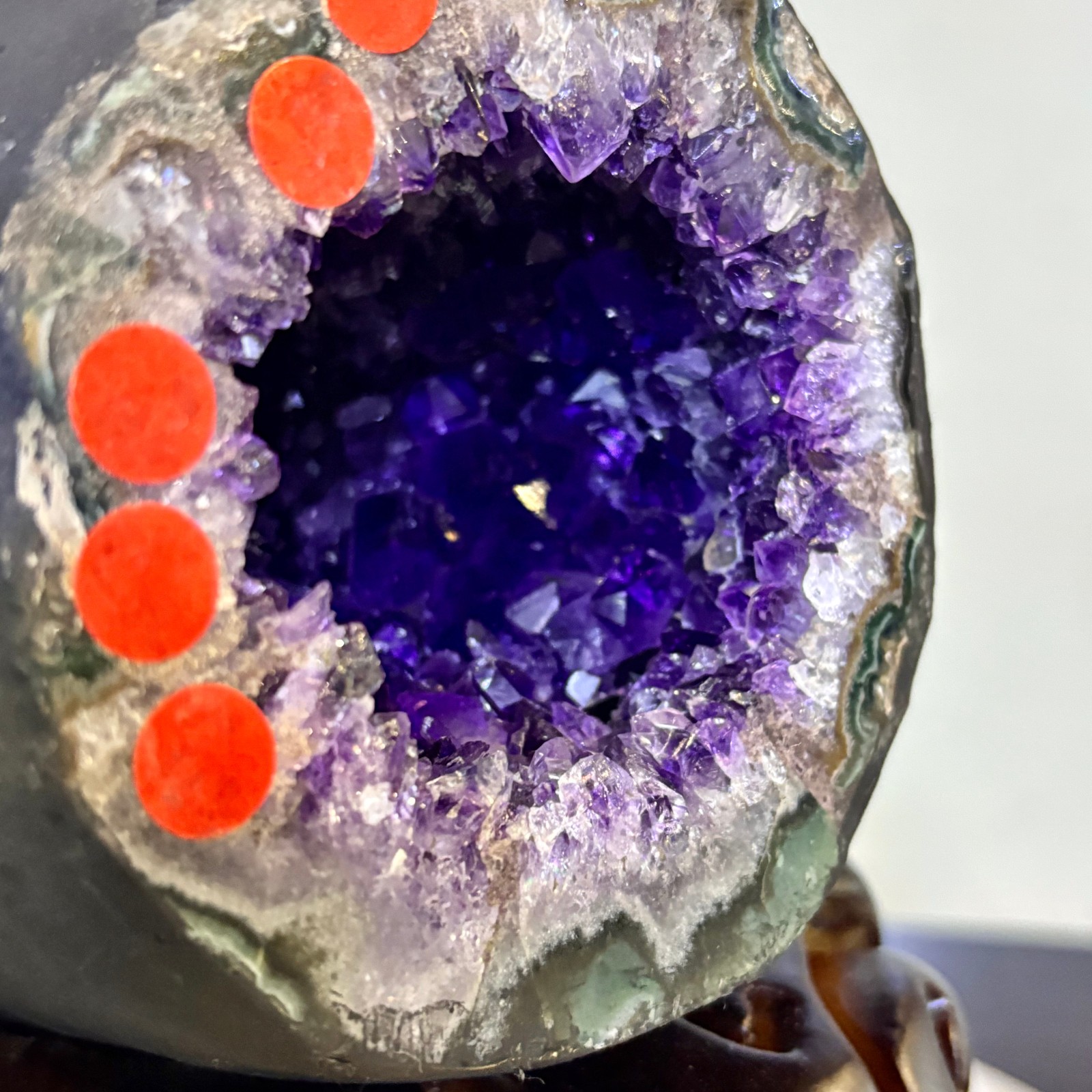 6.83LB Natural uruguay amethyst geode quartz money bag crystal +stand