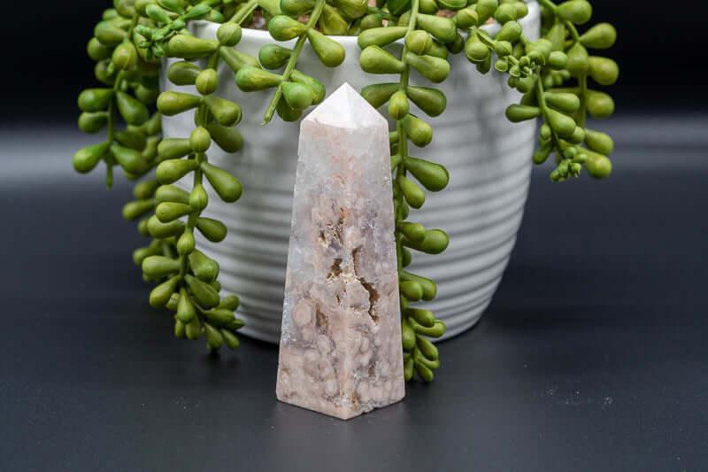 Pink Amethyst w/Flower Agate Tower 3.75″