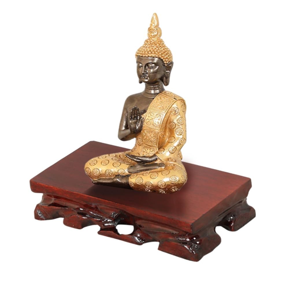 Chinese Rectangular Mahogany Base Hand Carved Malas Wood Smooth Vase Sculptur…